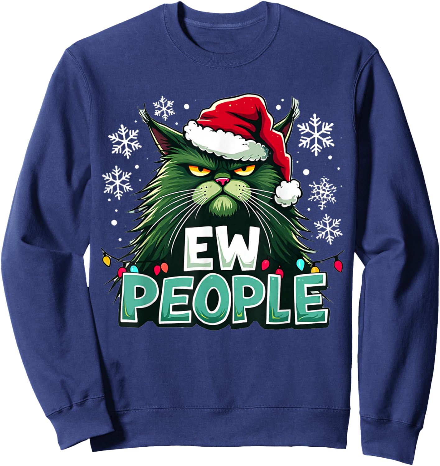 Ew people xmas Cat lover men fun cat saying Sweatshirt - Sweatshirt | Navy