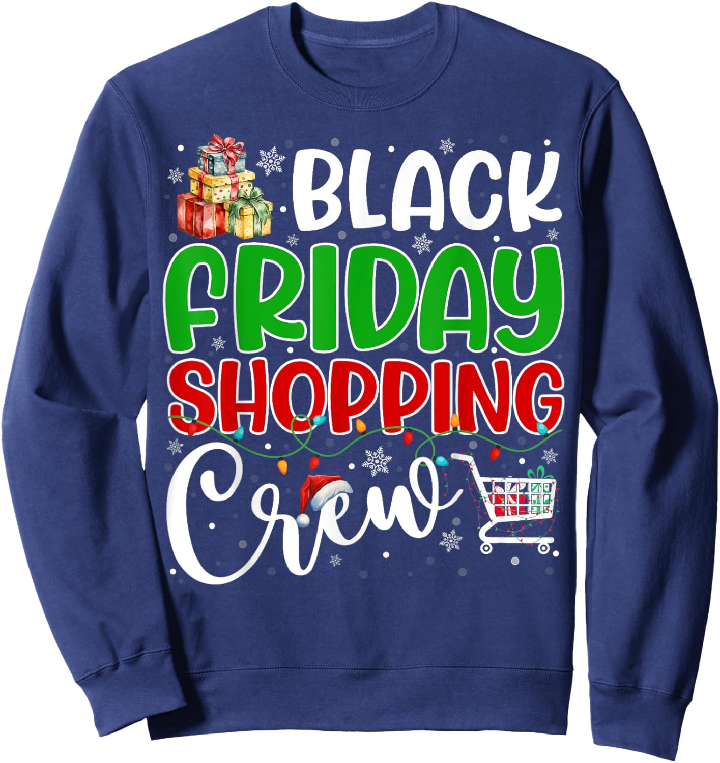 Friday Shopping Crew Christmas Family Group Black Shopping Sweatshirt - Sweatshirt | Navy
