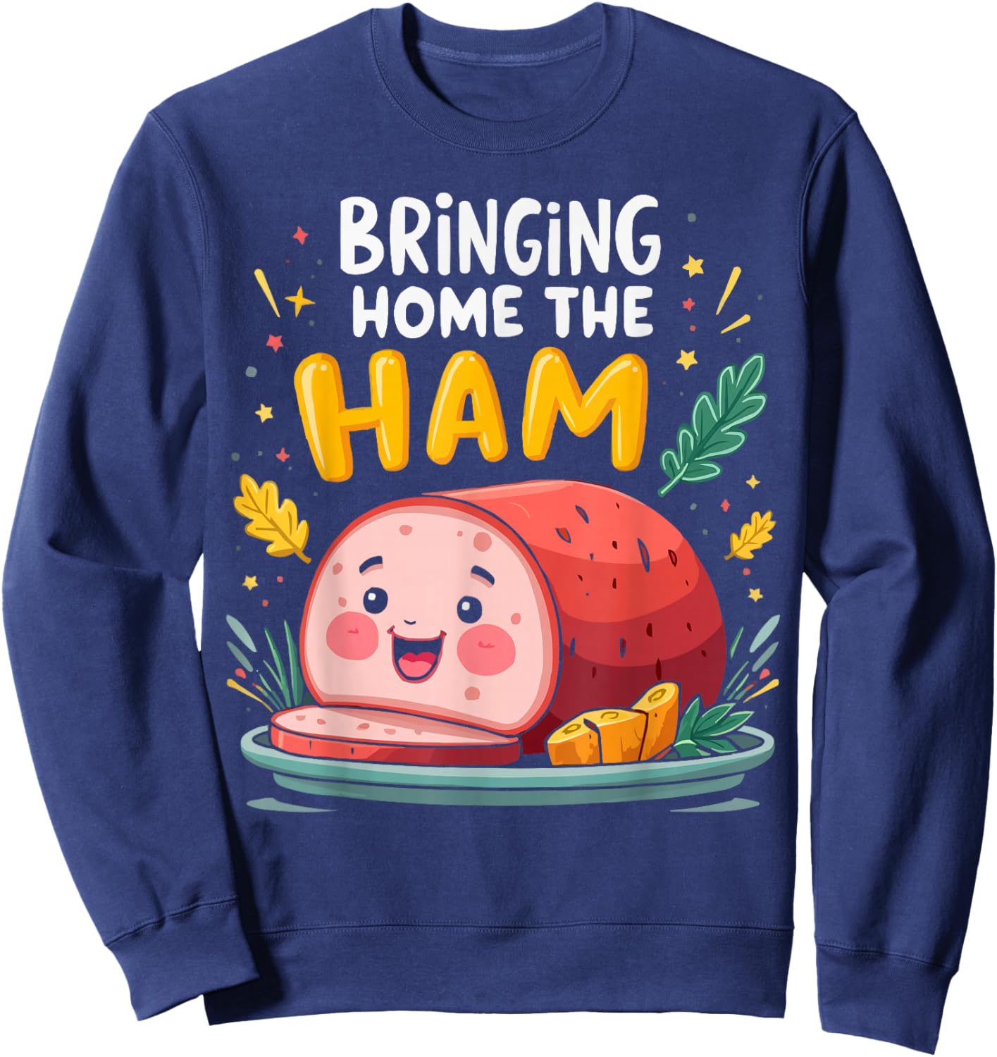 Funny Ham Meat Pig Farmer Pork Food Lover Foodie Sweatshirt - Sweatshirt | Navy