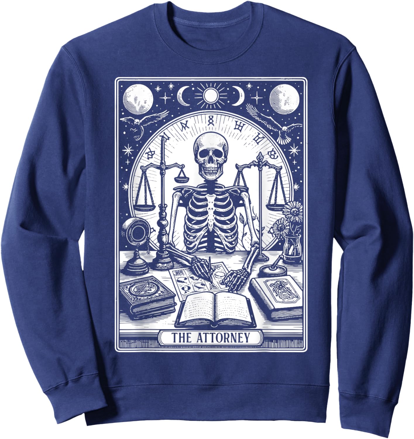 Retro The Attorney Tarot Card Skeleton Lawyer Law Men Women Sweatshirt - Sweatshirt | Navy