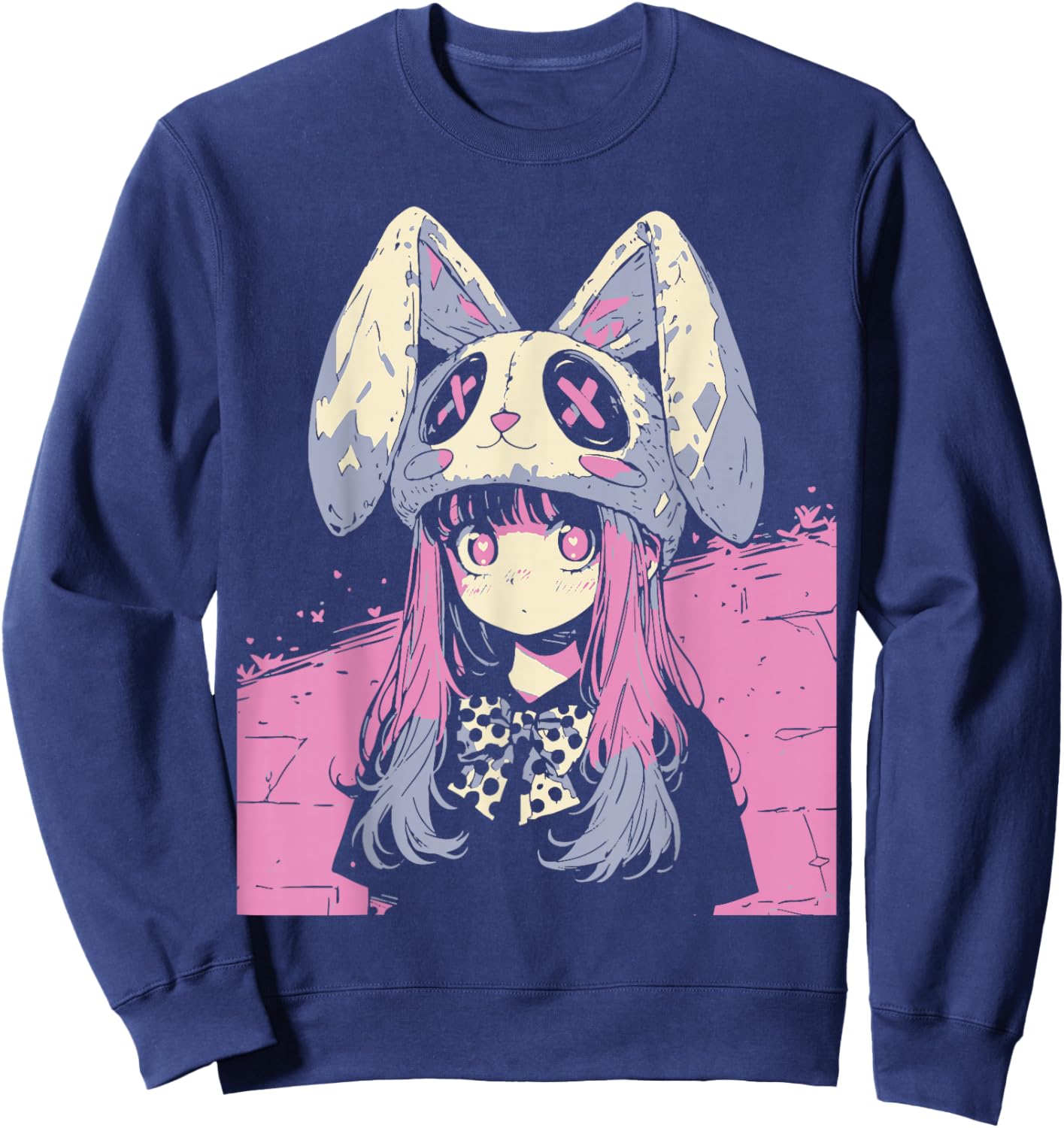 Horror Anime Manga Bunny Japan Japanese Creepy Kawaii Goth Sweatshirt - Sweatshirt | Navy