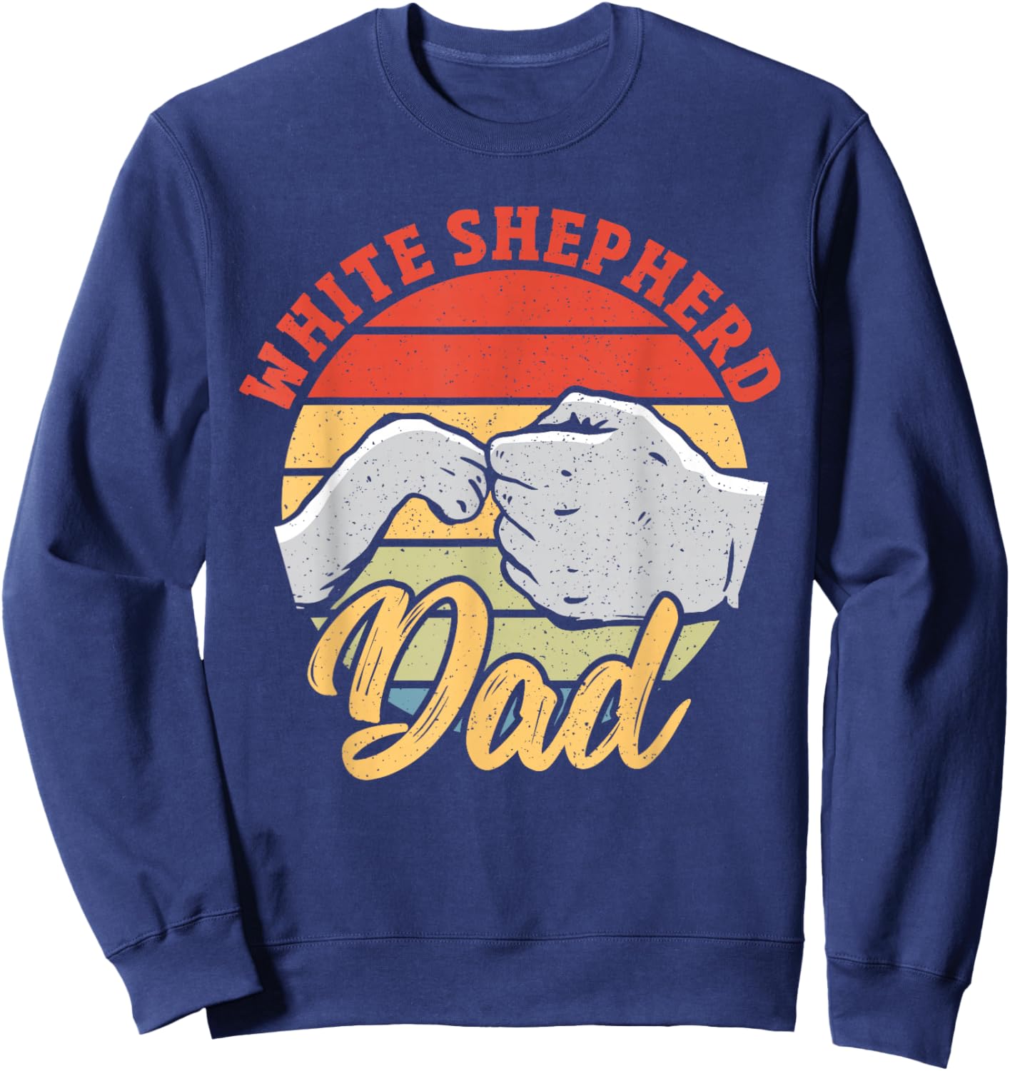 White Shepherd Dad Dog Vintage White German Shepherd Sweatshirt - Sweatshirt | Navy