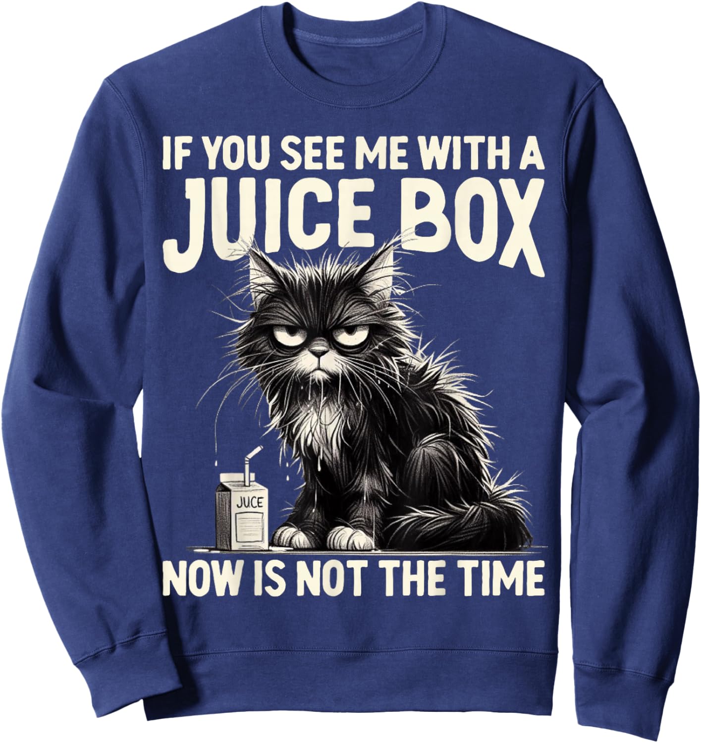 Funny T1D Cat Blood diabetes type 1 Diabetic warrior Sweatshirt - Sweatshirt | Navy