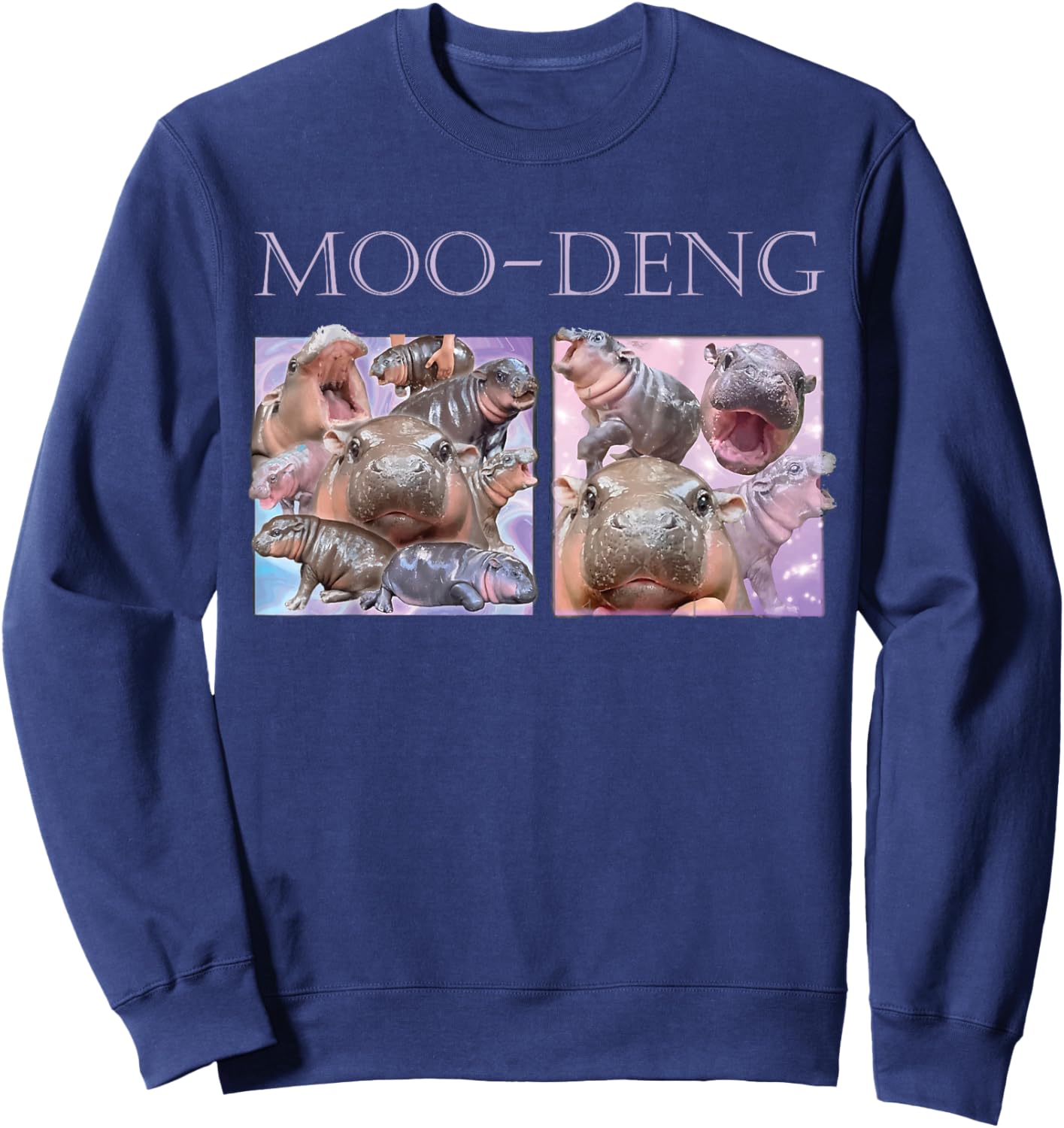MOO-DENG The Famous Baby Pigmy Hippo MOODENG Sweatshirt - Sweatshirt | Navy