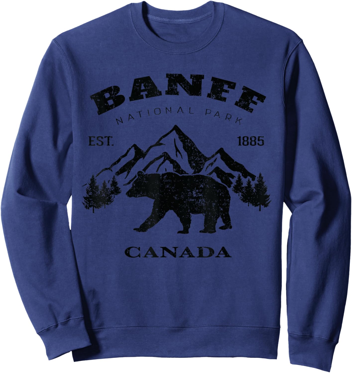 Vintage Banff National Park Canada Souvenir Hiking Camping Sweatshirt - Sweatshirt | Navy