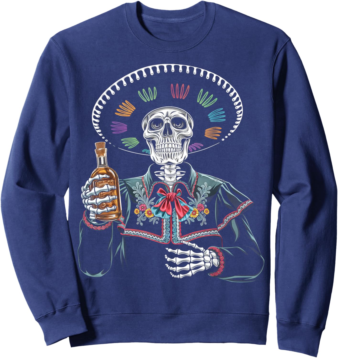 Skeleton Tequila Mexico Dia De Los Muertos Mexican Men Sweatshirt - Sweatshirt | Navy