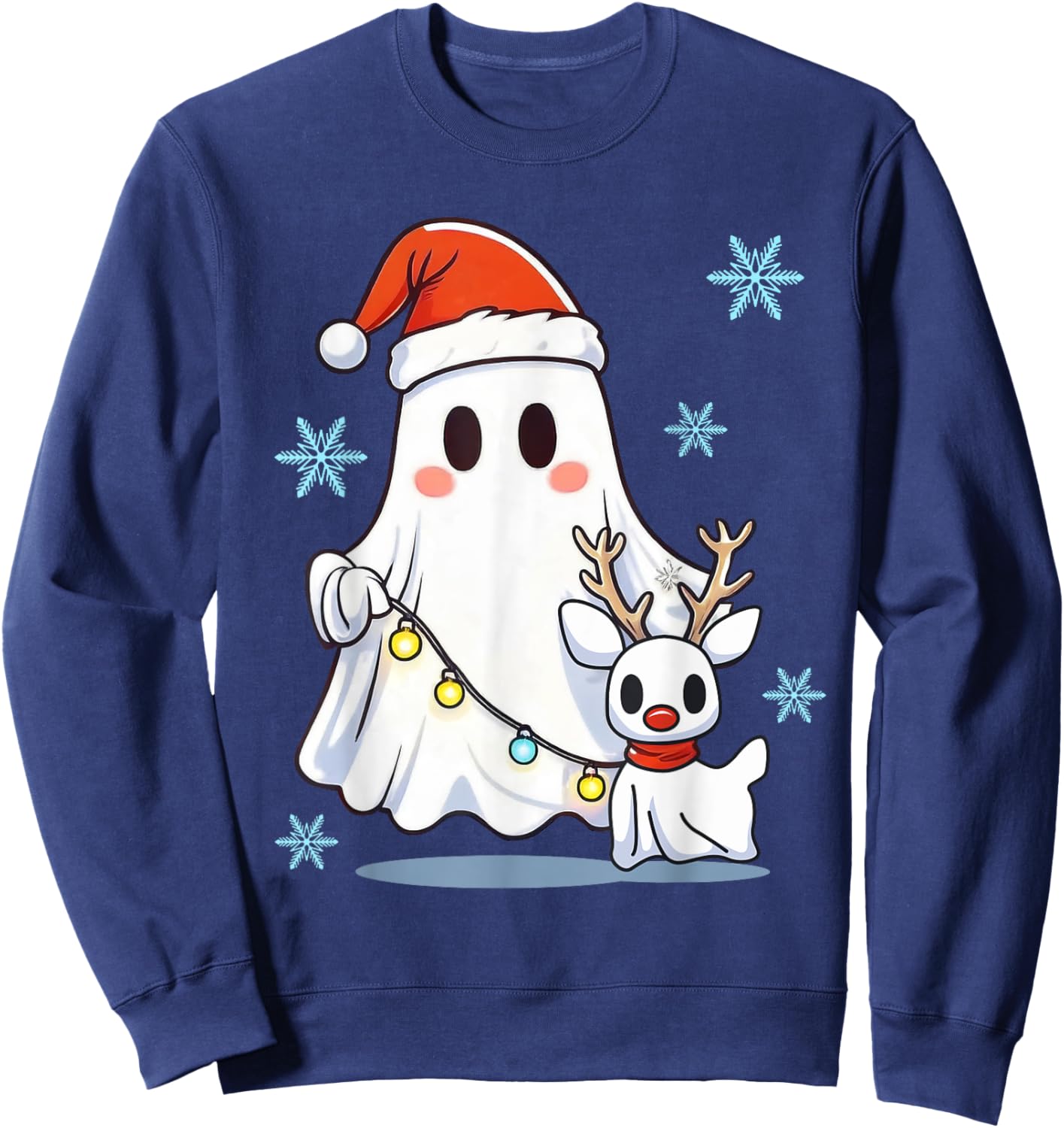 Cute Santa Ghost Walking Dog Christmas Dog Lover Pajamas Women Kids Sweatshirt - Sweatshirt | Navy