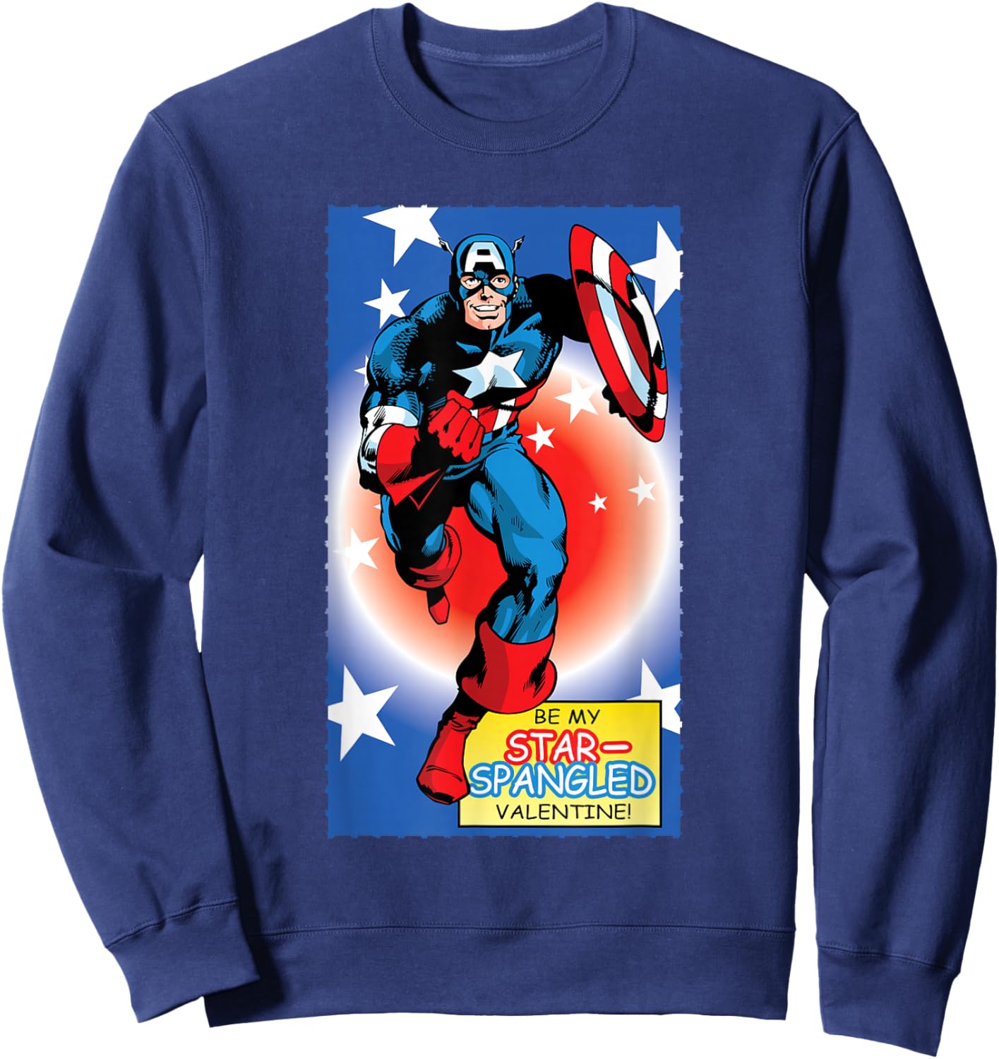 Marvel Retro '80s Valentine's Day Card Captain America Sweatshirt - Sweatshirt | Navy