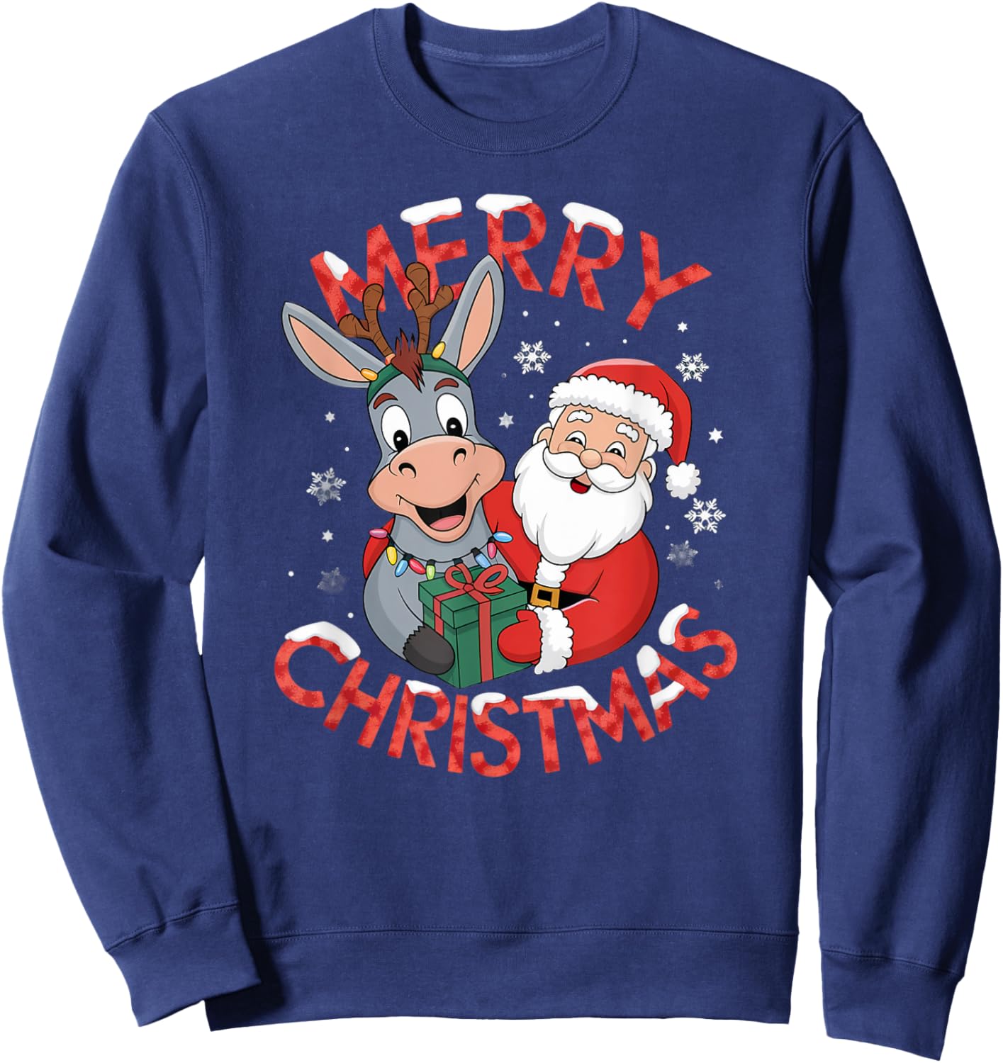 Cute Xmas Donkey Santa on Donkey Christmas Sweatshirt - Sweatshirt | Navy