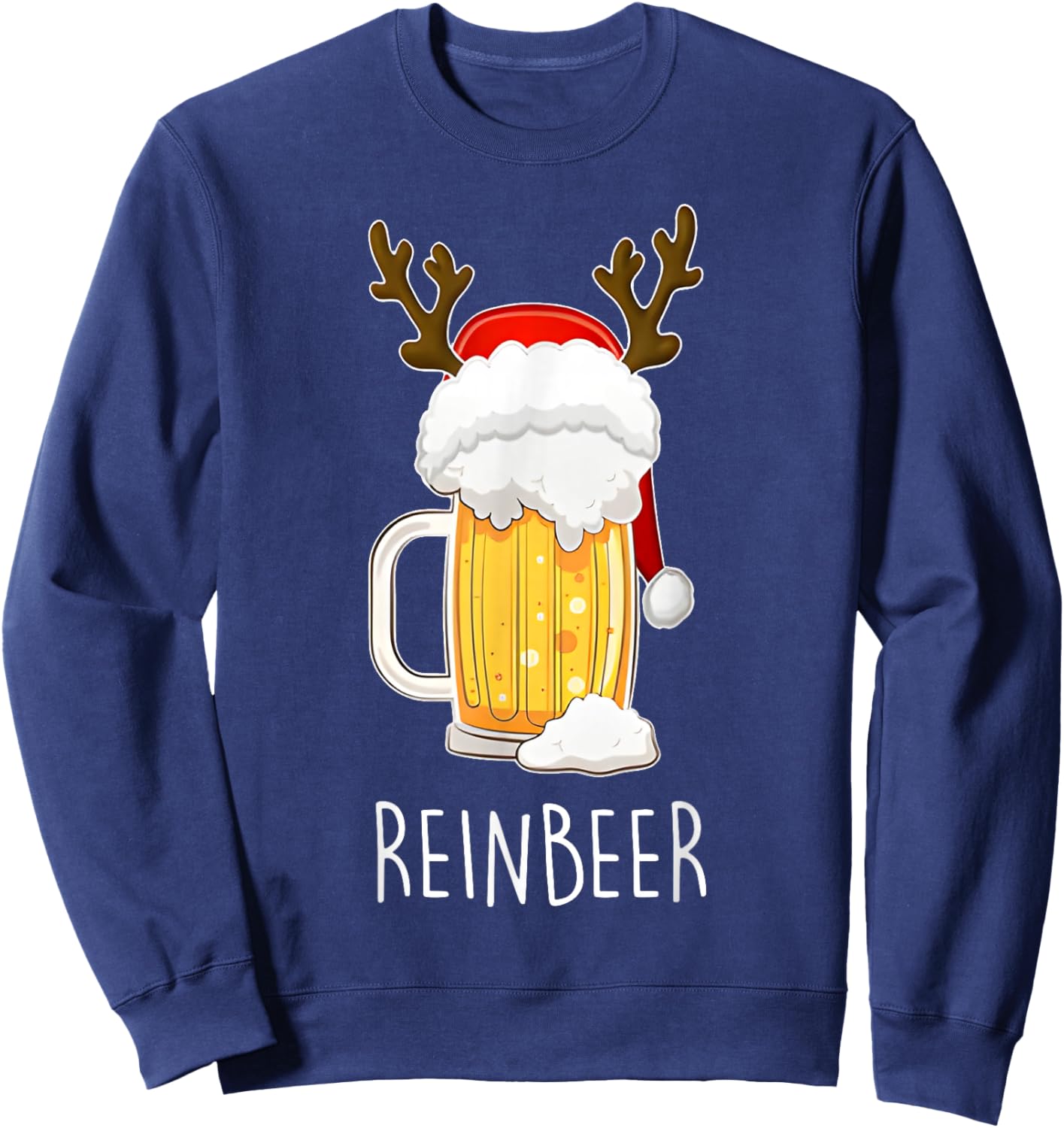 Funny ReinBeer WineDeer Beer Wine Matching Couples Christmas Sweatshirt - Sweatshirt | Navy