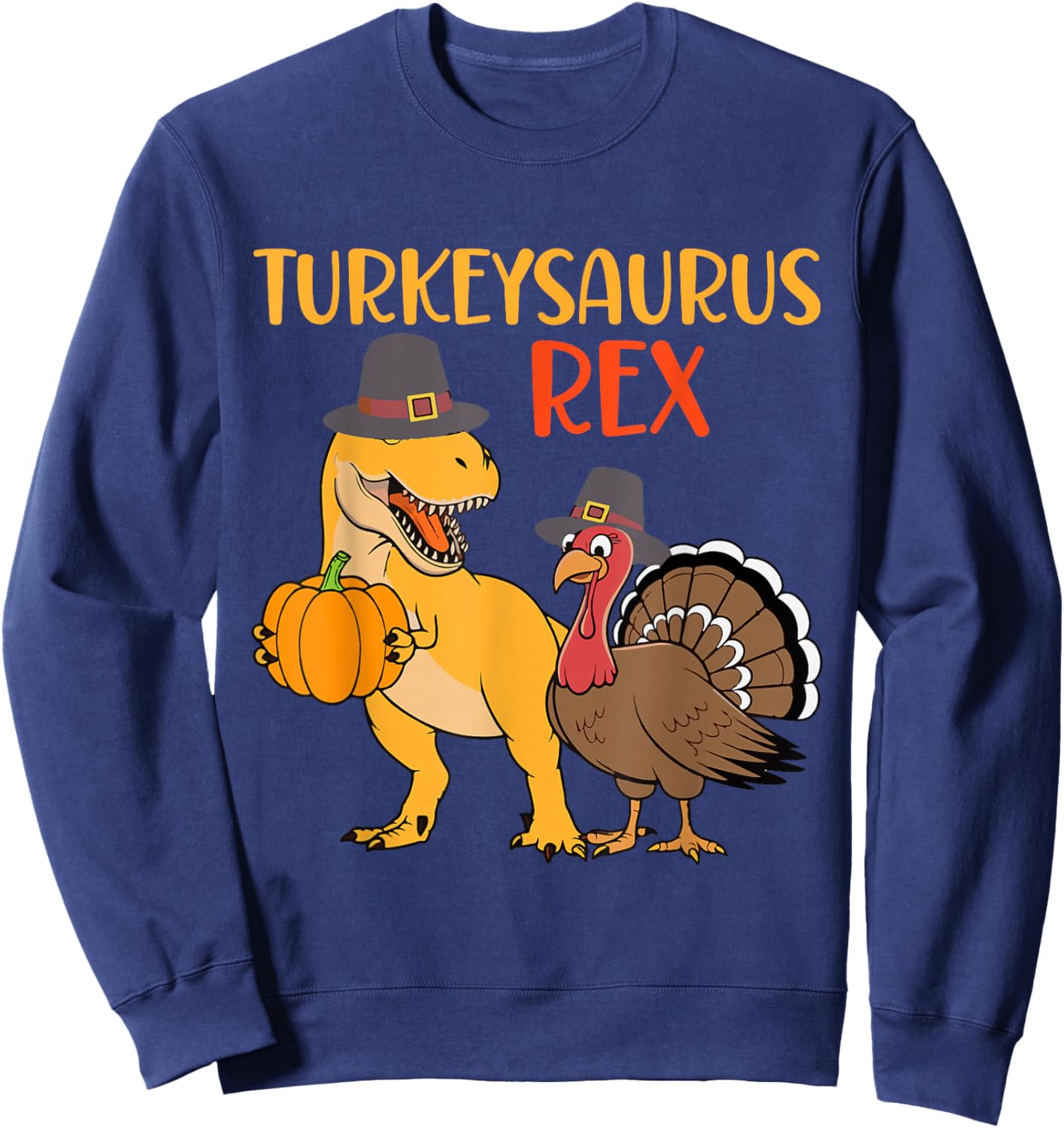 Turkeysaurus Rex Dab Gobbler Dino Toddler Boys Thanksgiving Sweatshirt - Sweatshirt | Navy