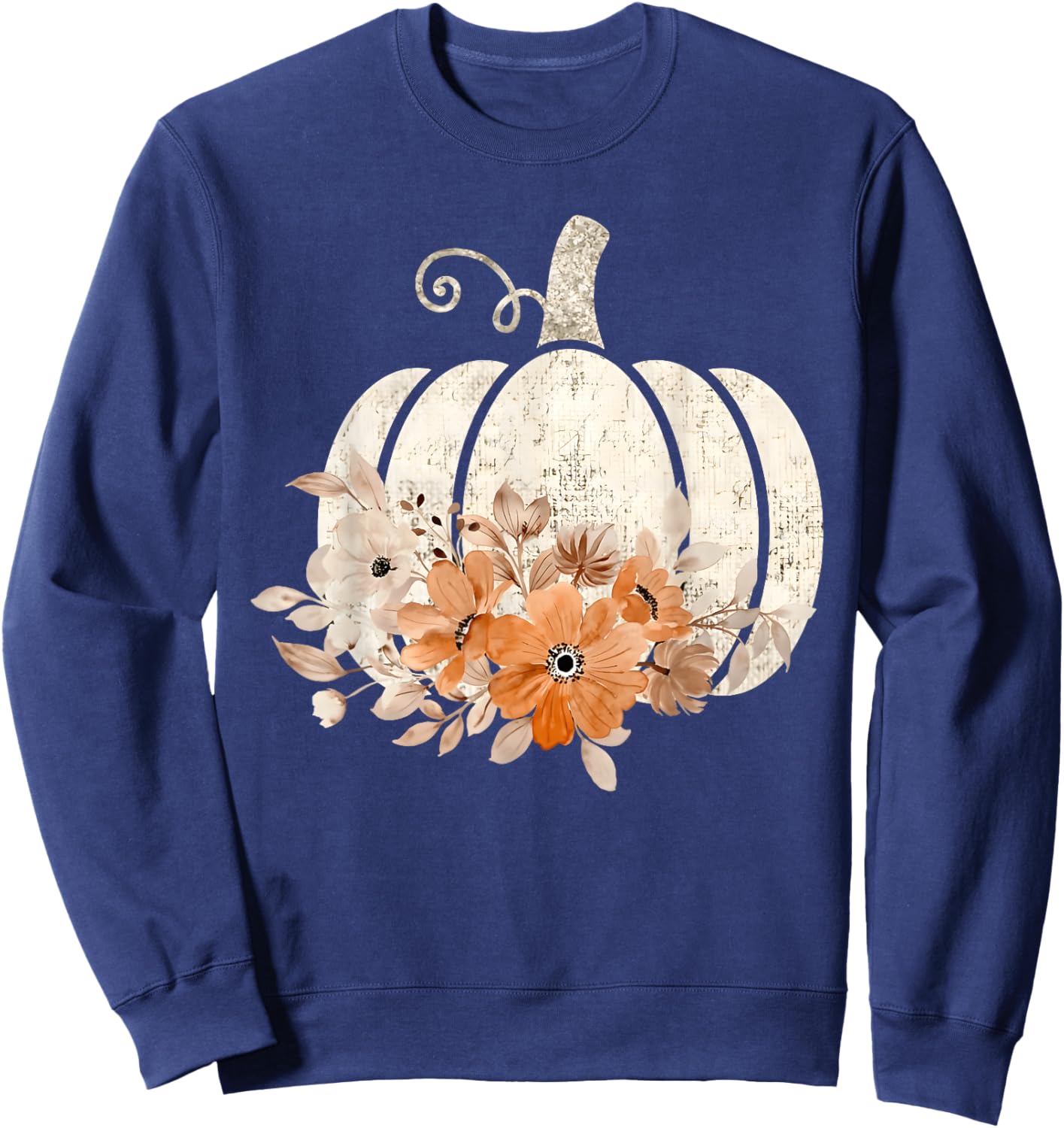 Fall Shirt Women Vintage Pumpkin Autumn Graphic Thanksgiving Sweatshirt - Sweatshirt | Navy