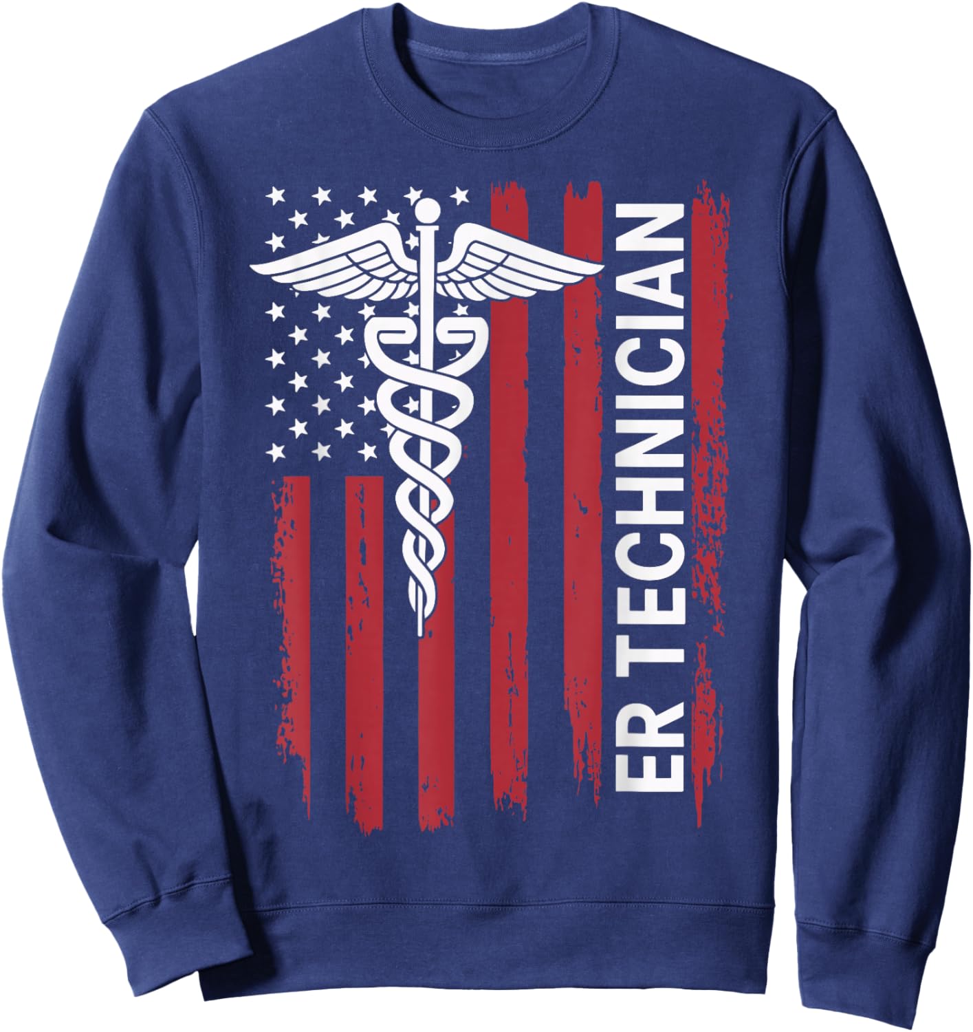 ER Technician Emergency Room American Flag ED Tech ER Tech Sweatshirt - Sweatshirt | Navy