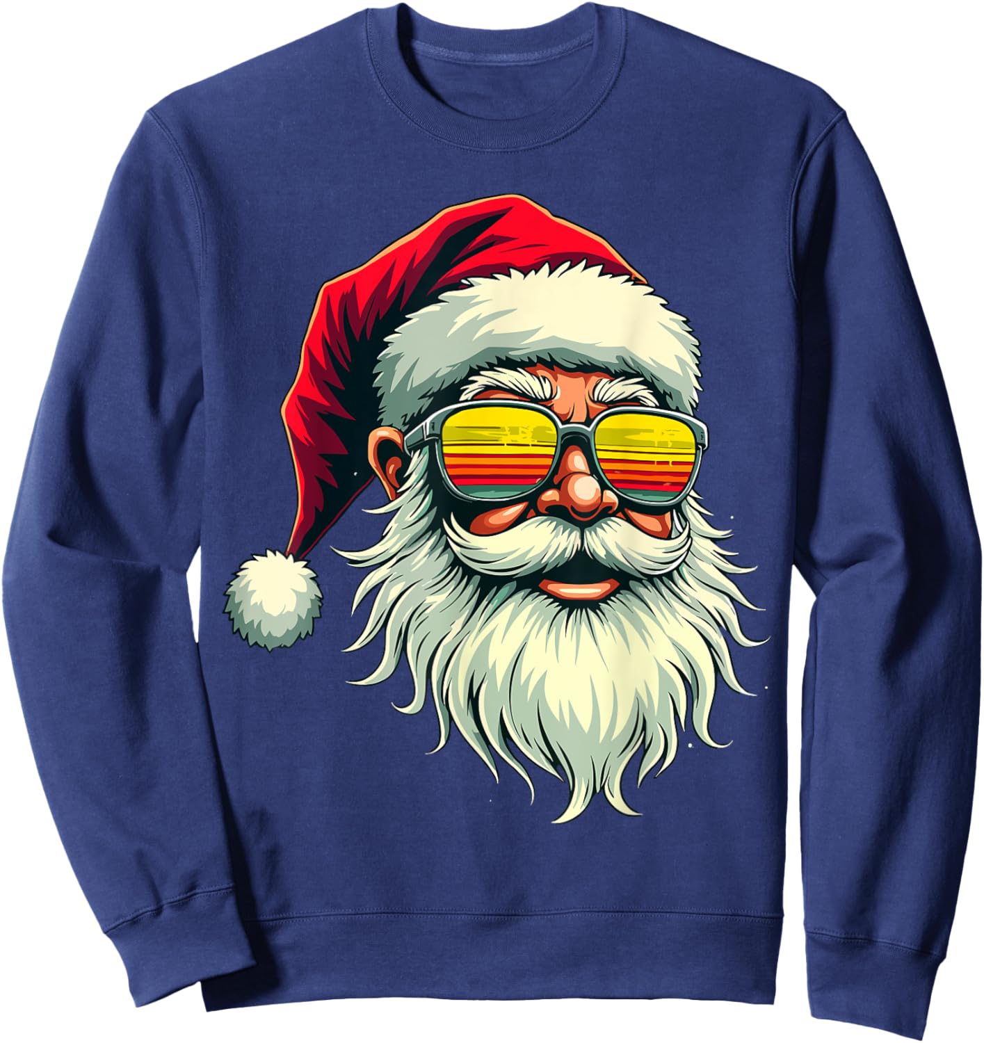 Santa Face Retro Sunglasses Christmas Xmas Men Women Kids Sweatshirt - Sweatshirt | Navy