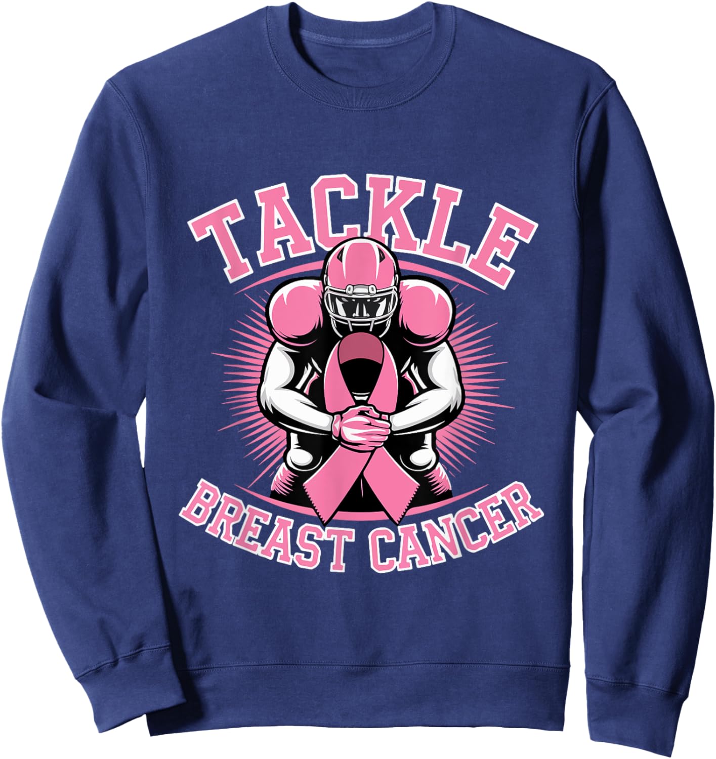 Tackle Breast Cancer Pink Ribbon American Fantasy Football Sweatshirt - Sweatshirt | Navy