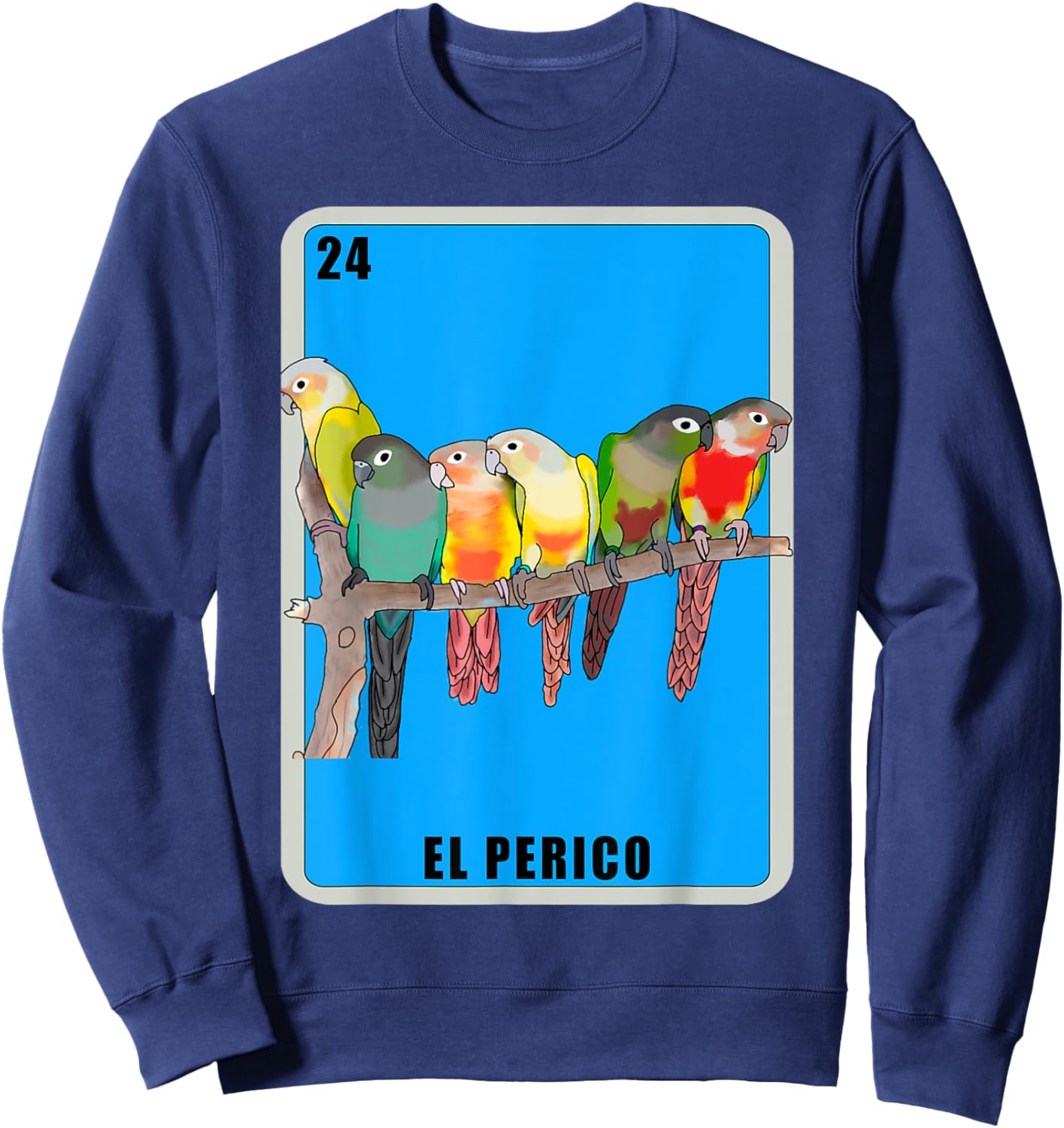 El Perico Card Parakeet Mexican Lottery Card Sweatshirt - Sweatshirt | Navy