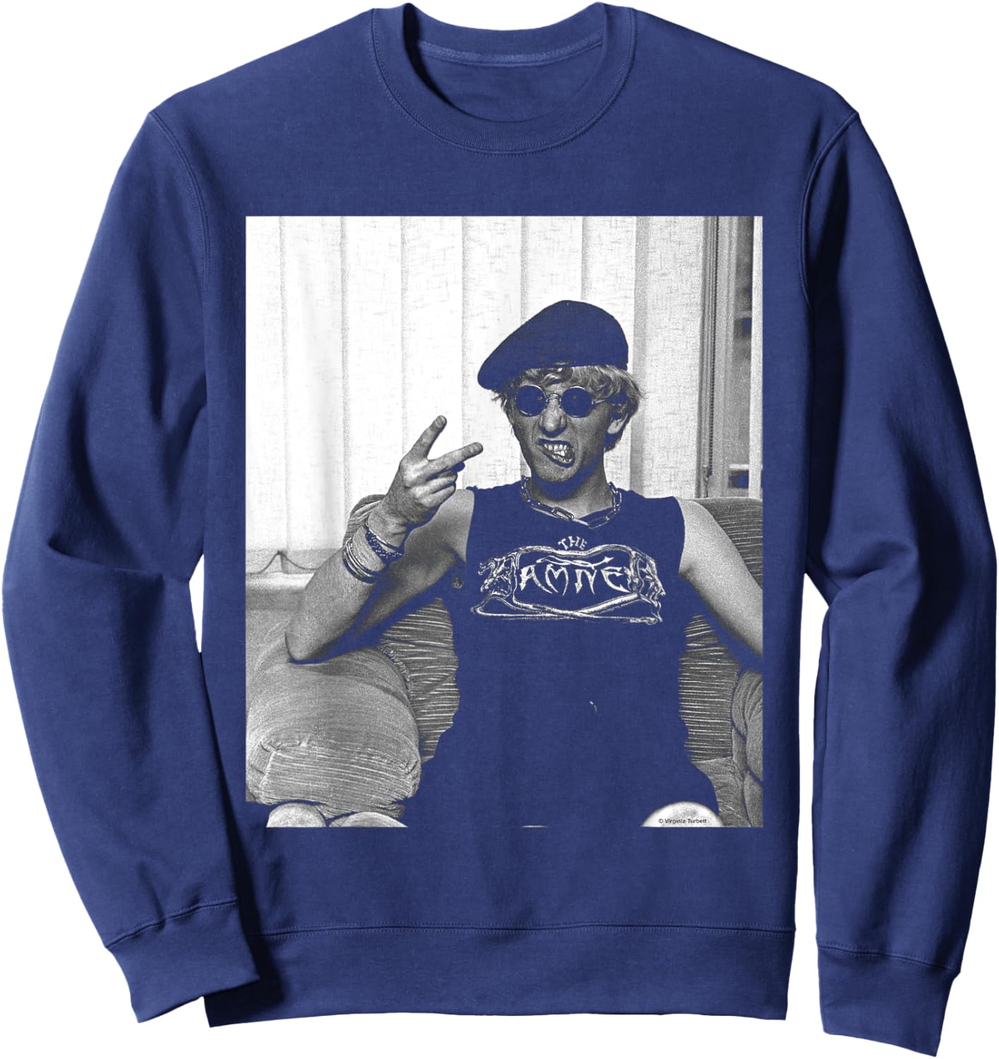 The Damned Captain Sensible Swearing By Virginia Turbett Sweatshirt - Sweatshirt | Navy