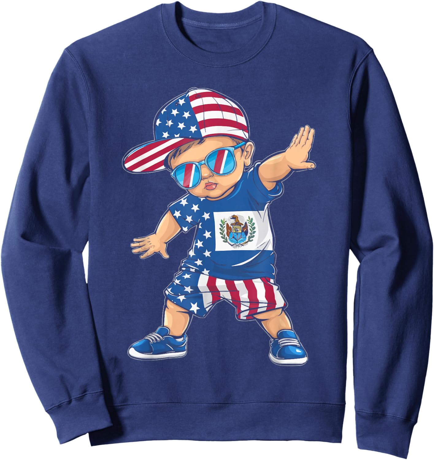 Half American Half Salvadorian USA Flag El Salvador America Sweatshirt - Sweatshirt | Navy