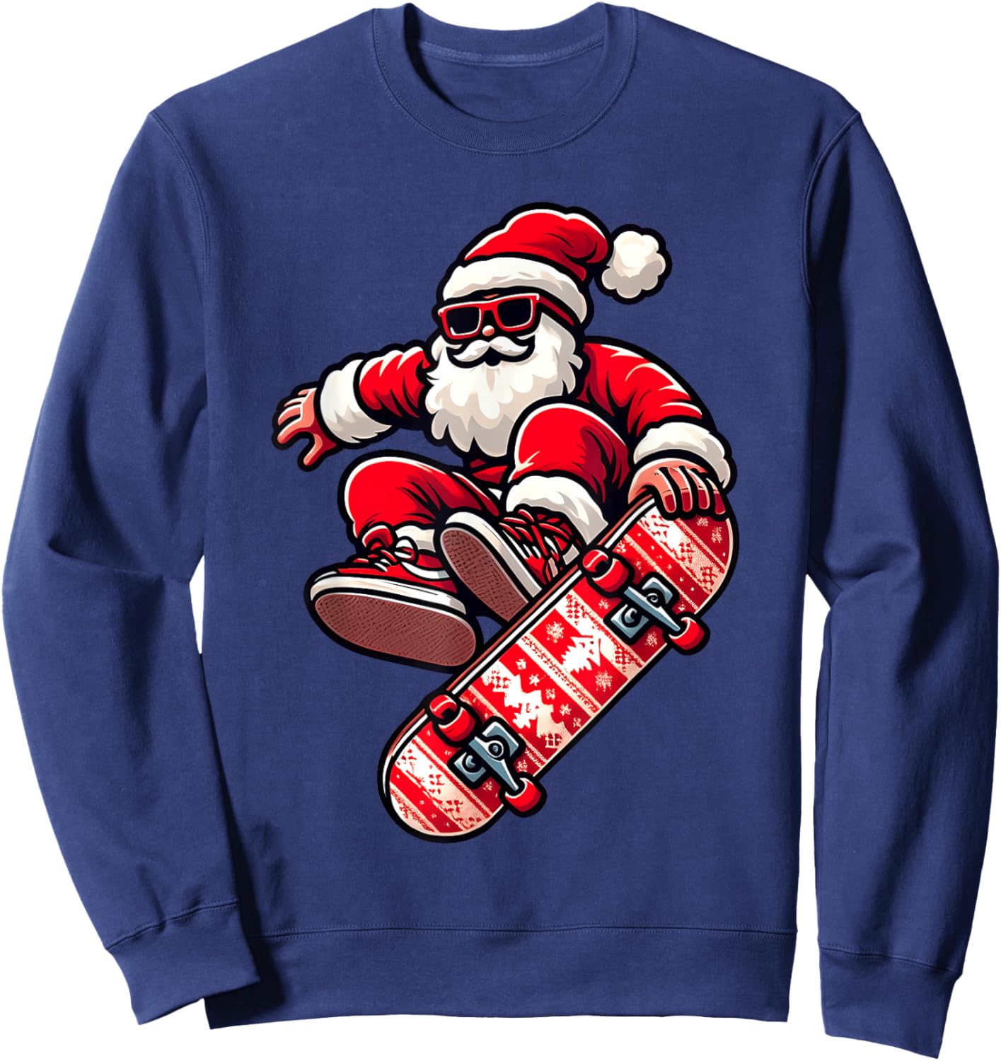 Santa Claus on Skateboard Xmas Pajama Family Toddlers Kids Sweatshirt - Sweatshirt | Navy