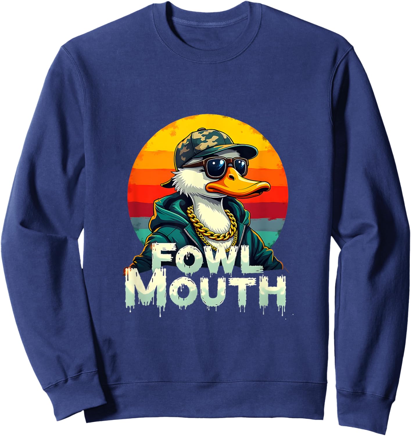 Funny Duck Hunter Fowl Mouth Duck Hunting Goose Hunt Sweatshirt - Sweatshirt | Navy