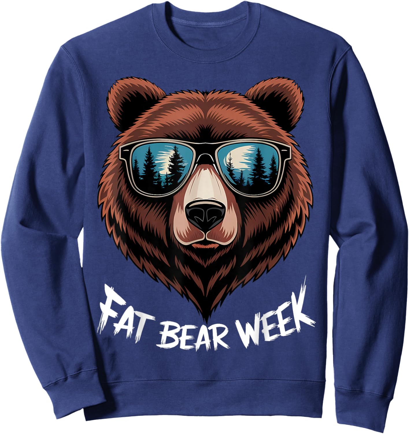 Fat Bear Week Retro Bear Sunglasses Nature Lovers Sweatshirt - Sweatshirt | Navy