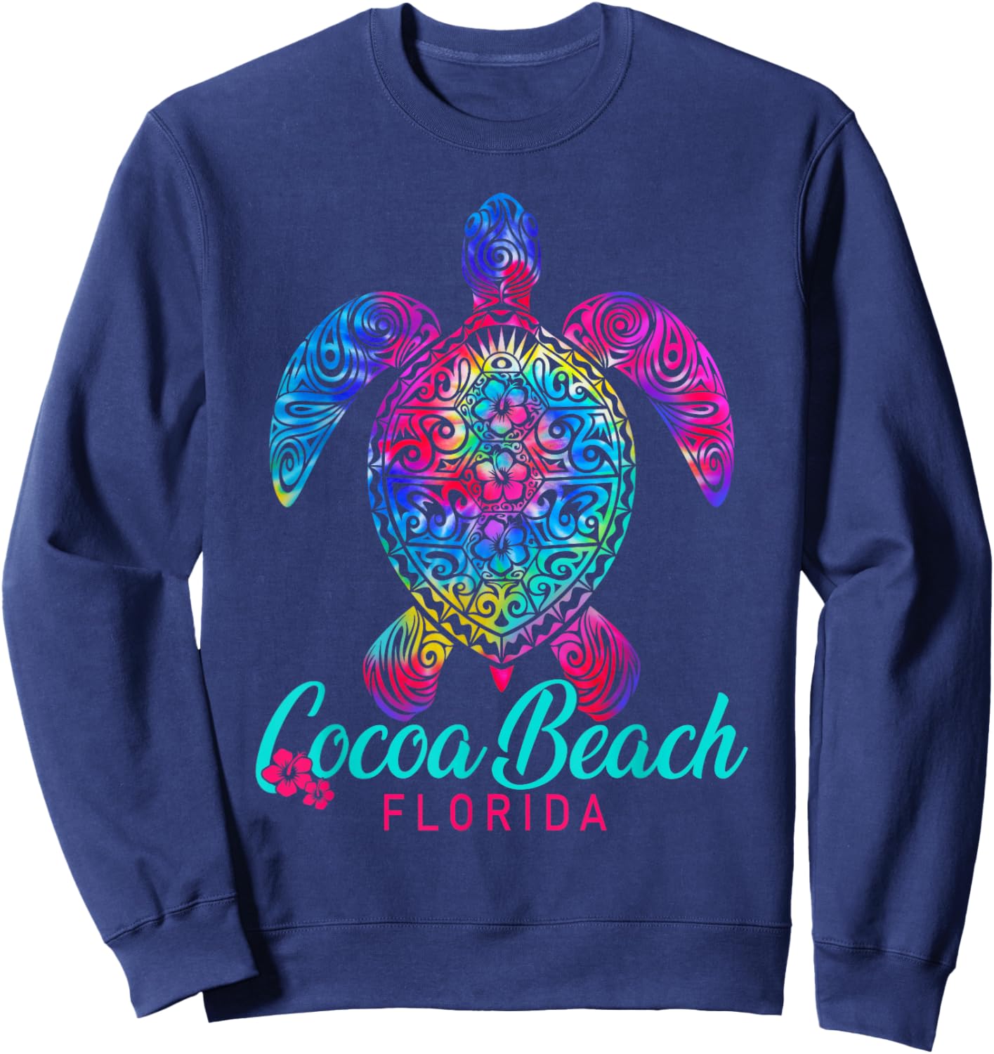 Cocoa Beach Florida Tribal Tie Dye Sea Turtle Sweatshirt - Sweatshirt | Navy