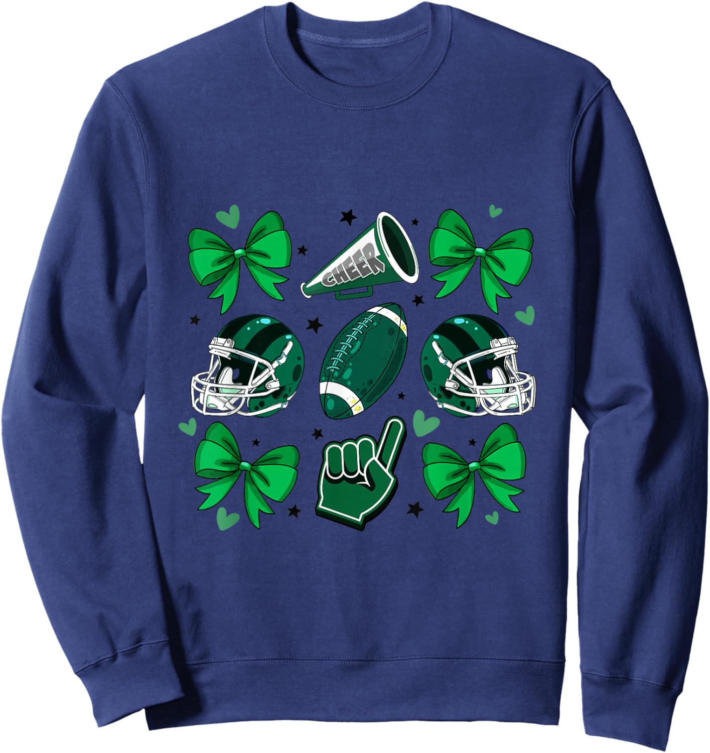 Football Cheer Mom Sister Coquette Bow Game Day Green Women Sweatshirt - Sweatshirt | Navy