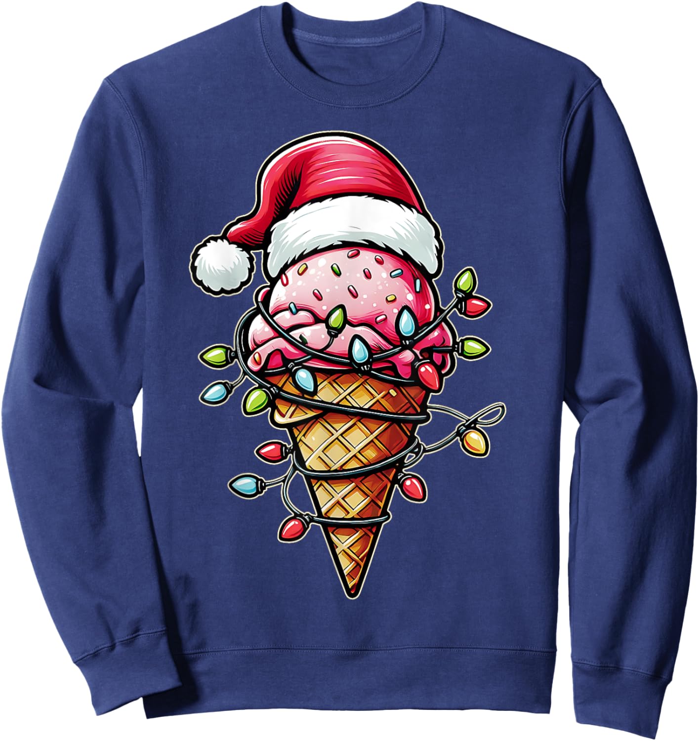 Ice Cream Cone Christmas Hat Xmas Sweatshirt - Sweatshirt | Navy