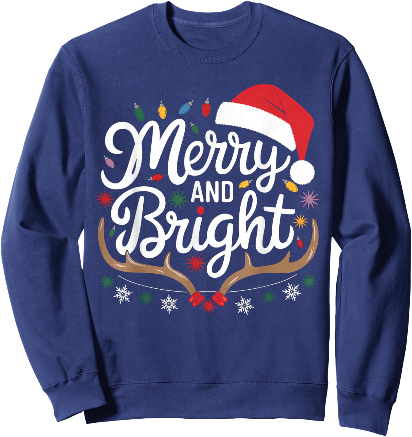 Merry And Bright Christmas Lights Xmas Women Kids Sweatshirt - Sweatshirt | Navy