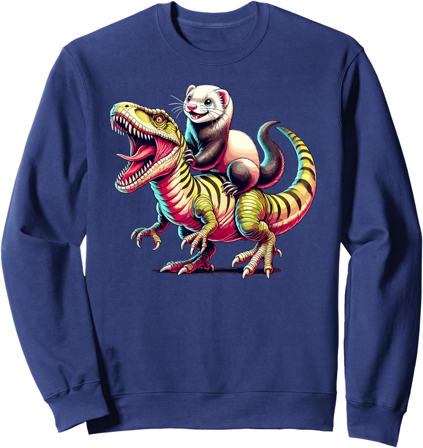 Dinosaur T-Rex Ferret Tyrannosaurus Rex Sweatshirt - Sweatshirt | Navy