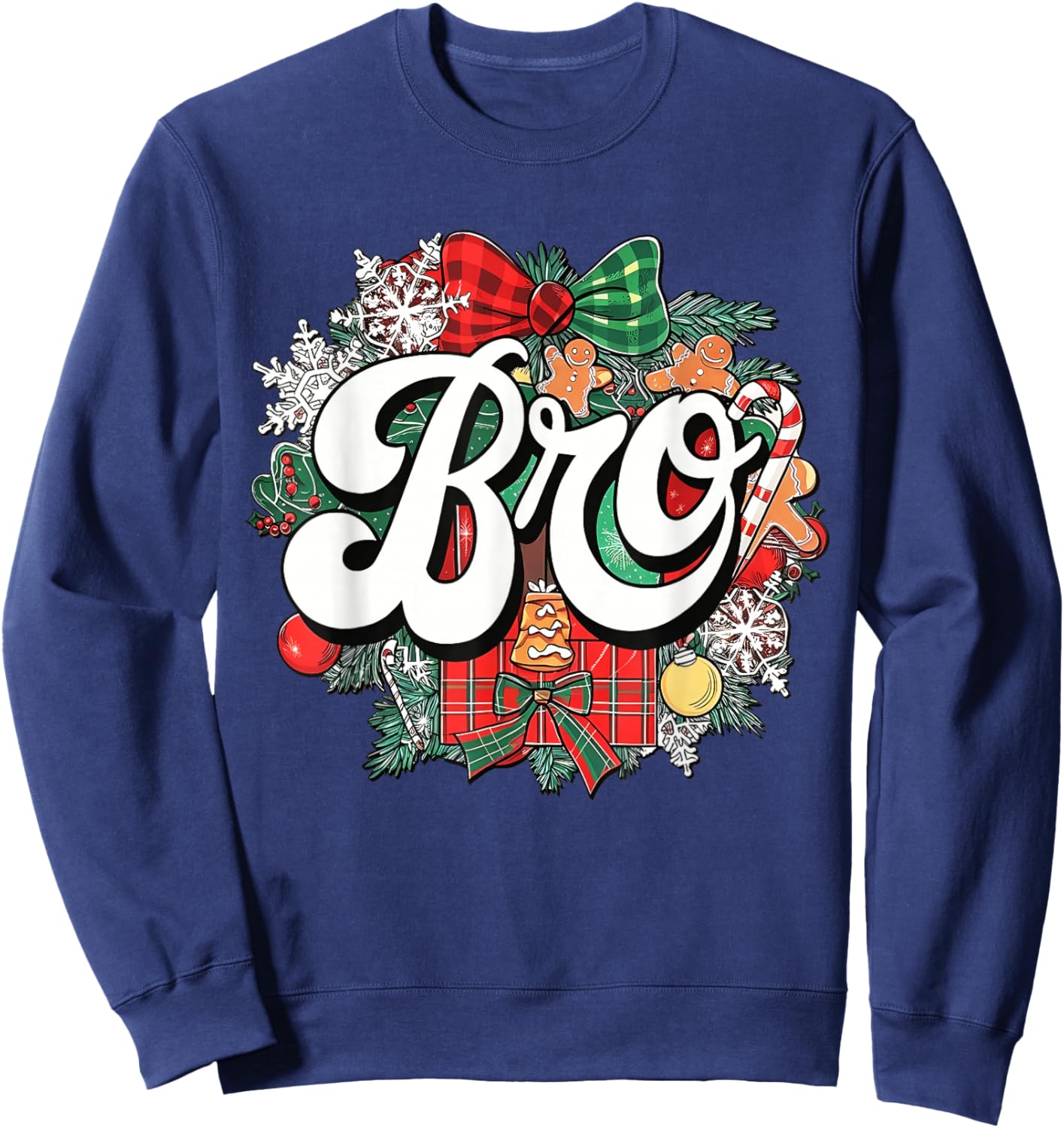 Bro Christmas Coquette Bow Mistletoe Family Matching Xmas Sweatshirt - Sweatshirt | Navy