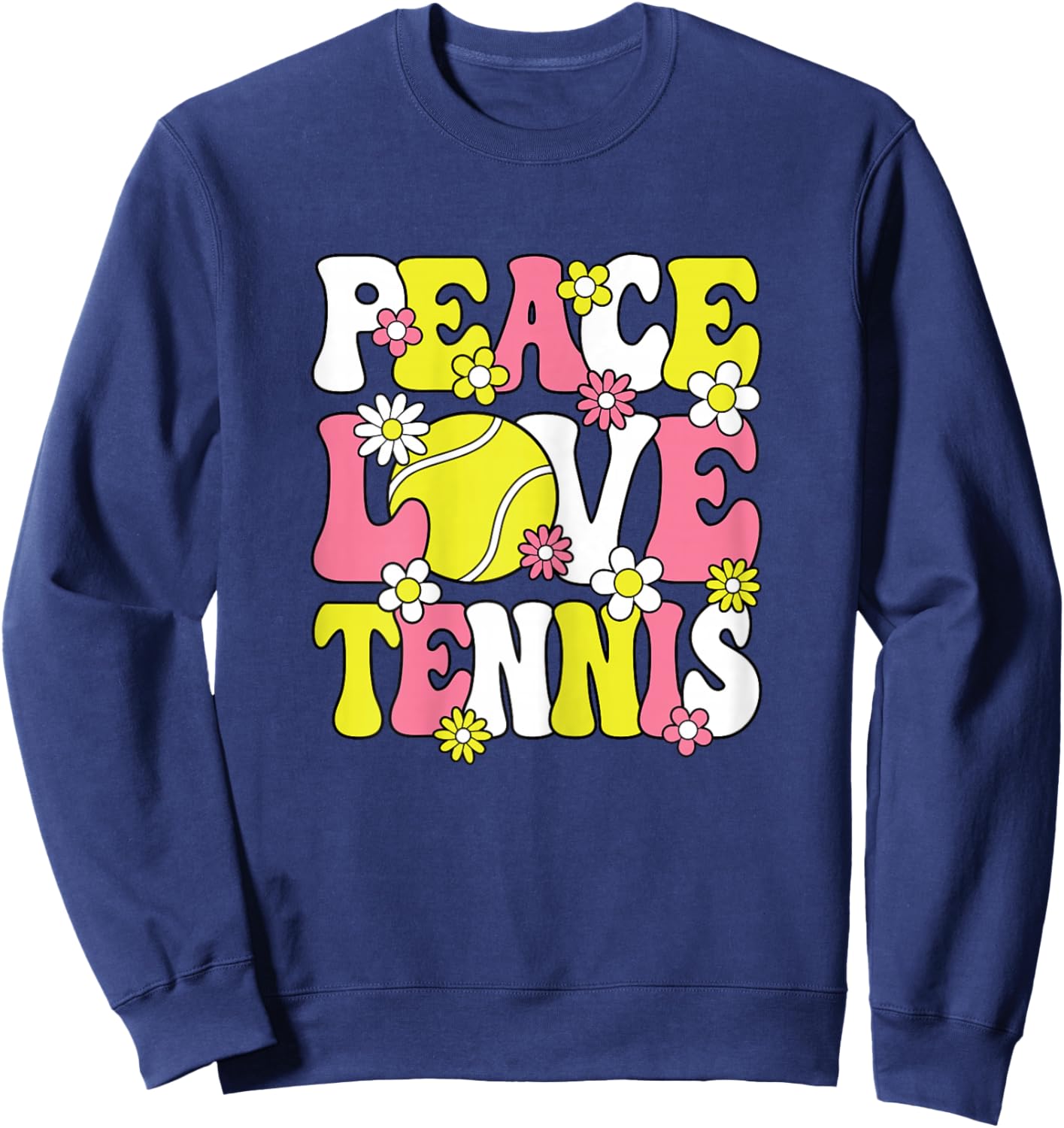 Peace Love Tennis Cute Tennis Lover Women Girls Kids Sweatshirt - Sweatshirt | Navy