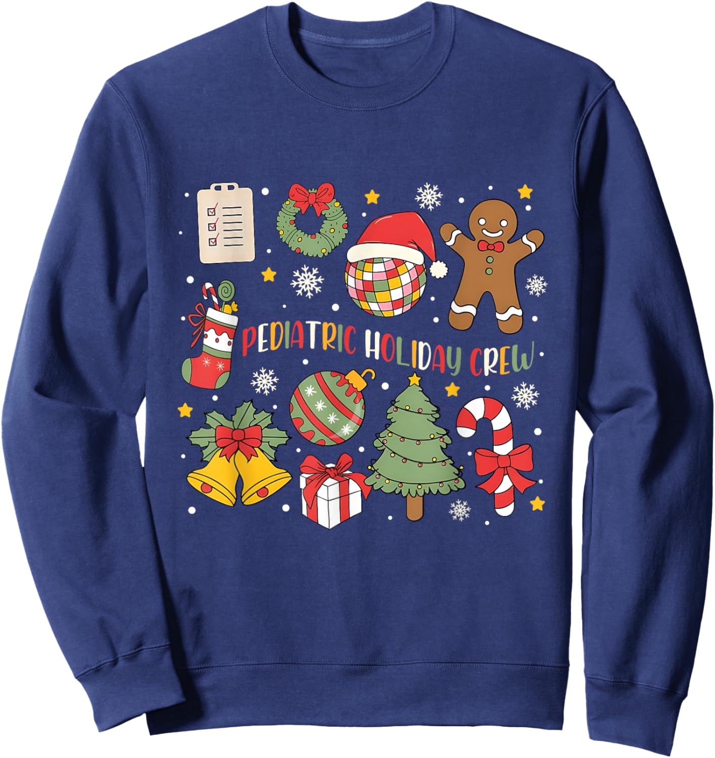 Nurse Nursing Pediatric Crew Holiday Christmas Retro Groovy Sweatshirt - Sweatshirt | Navy