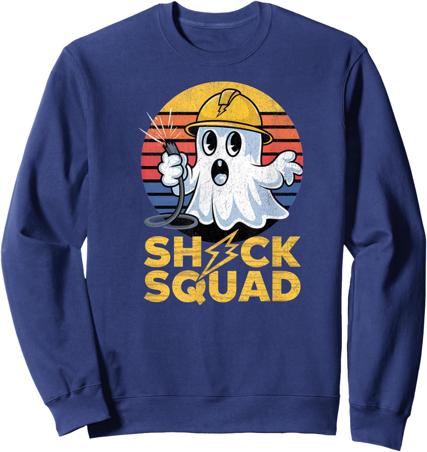 Shock Squad Halloween Ghost Spooky Electrical Engineer Sweatshirt - Sweatshirt | Navy