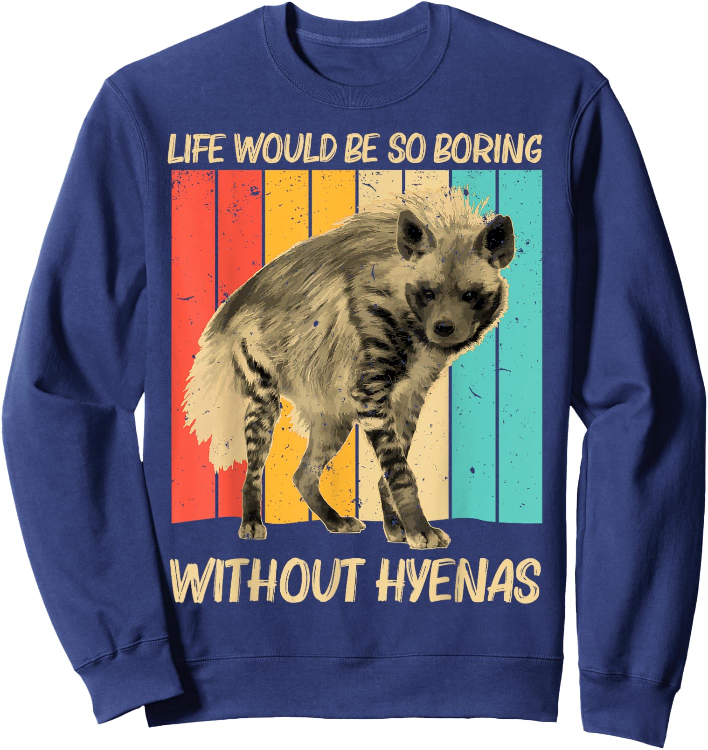 Cool Hyena Design Women African Animal Hyena Lover Sweatshirt - Sweatshirt | Navy