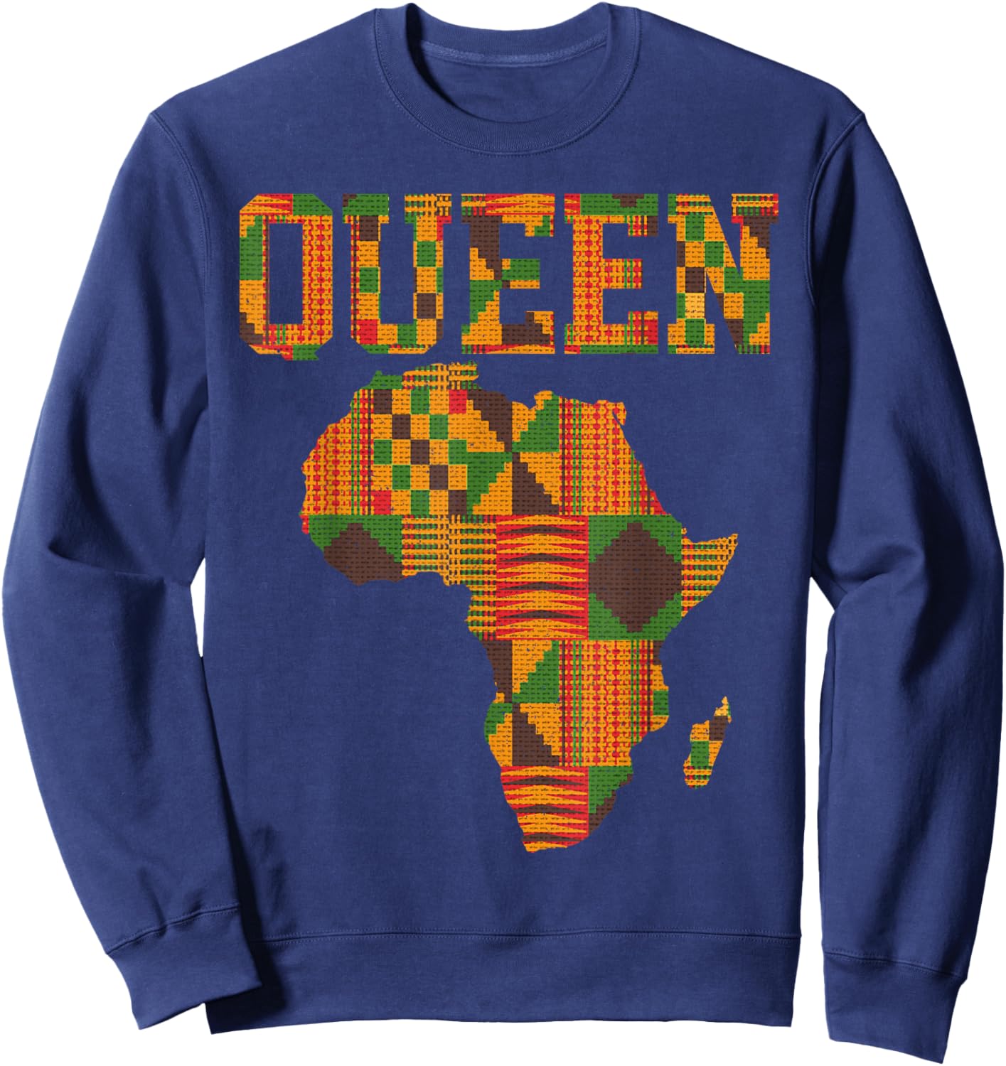 African Queen Art Girls Kente Cloth African Print Sweatshirt - Sweatshirt | Navy