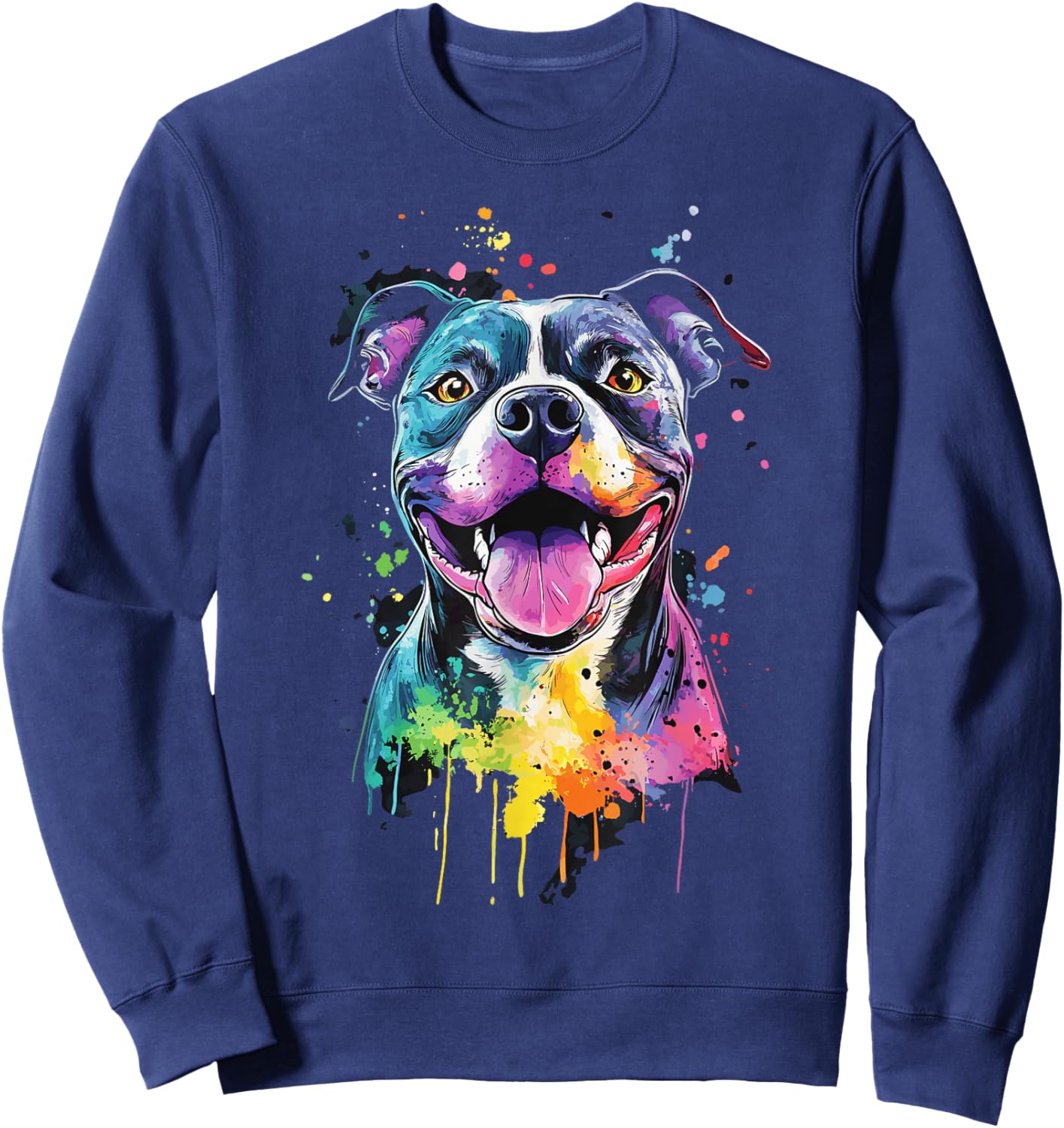 PitBull Mom Dog Lover Colorful Artistic Pitbull Owner Women Sweatshirt - Sweatshirt | Navy