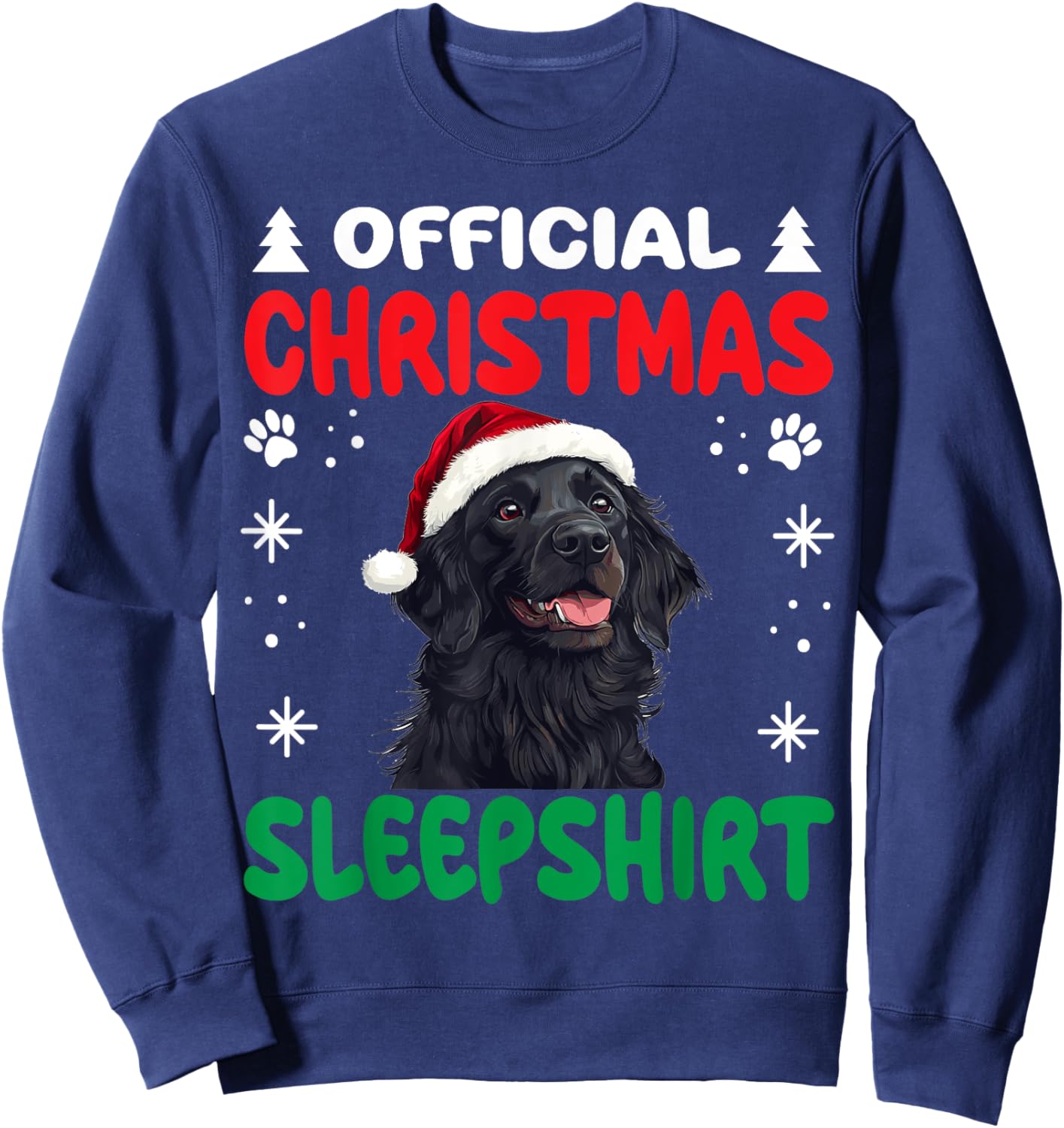 Flat-Coated Retriever Dog Christmas Pajama Official Women Kids Sweatshirt - Sweatshirt | Navy