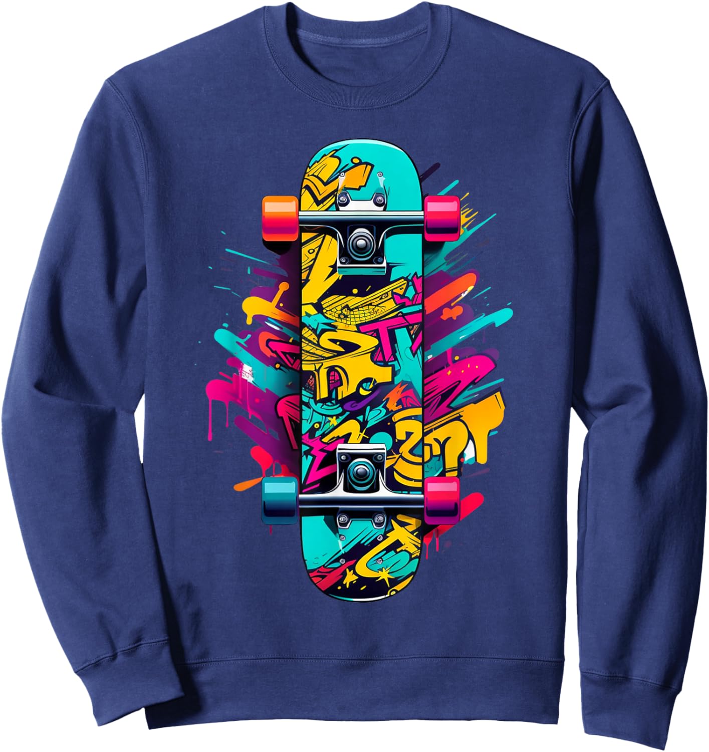 Graffiti Skateboard Art Perfect for Skaters Boys Girls Sweatshirt - Sweatshirt | Navy