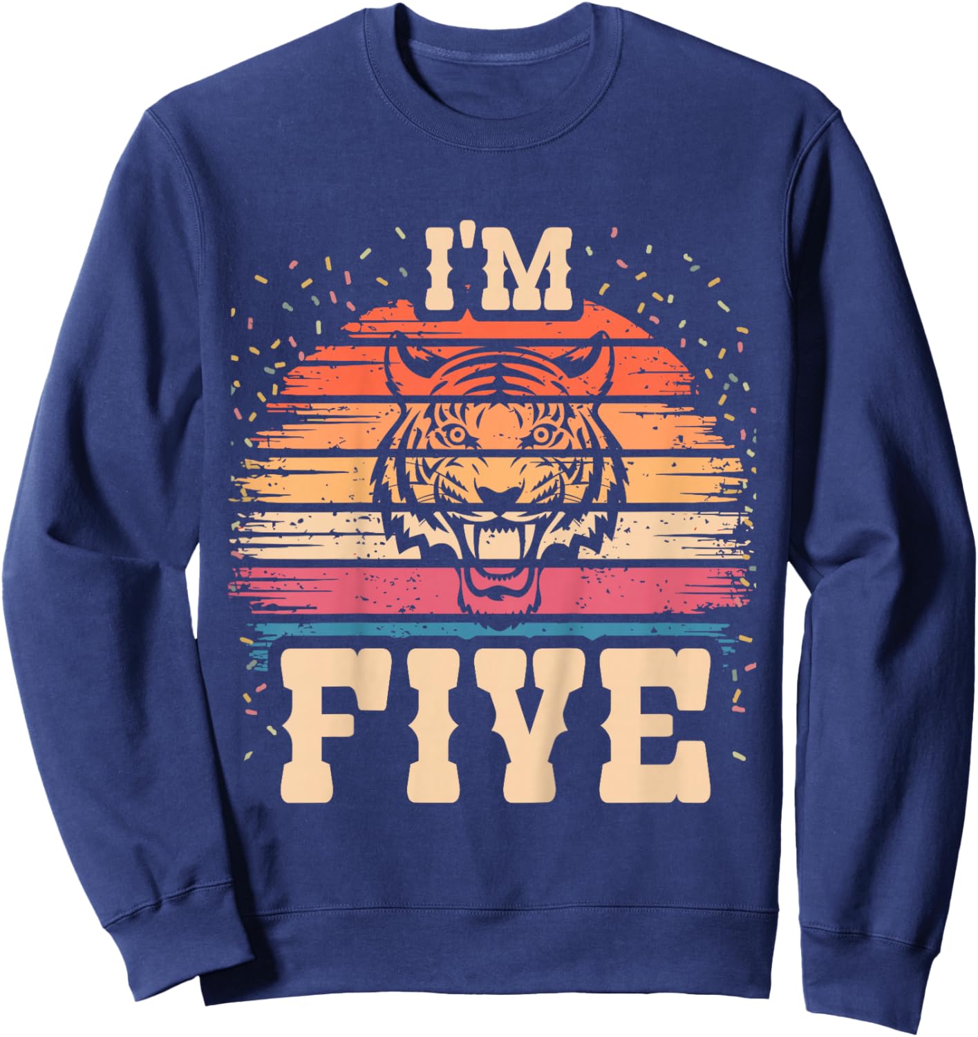 Kids Tiger 5 Year Old Birthday Boy Girl 5th Tiger Birthday Sweatshirt - Sweatshirt | Navy