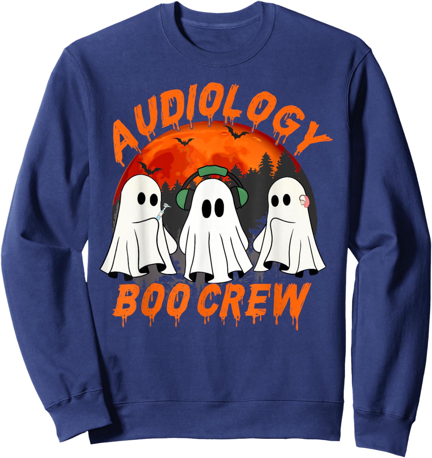 Audiologist Halloween Ghosts Audiology Boo Crew Sweatshirt - Sweatshirt | Navy