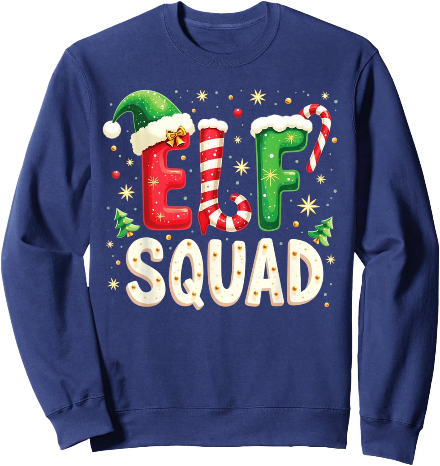 Elf Family Christmas Matching Pajamas Men Women Elf Squad Sweatshirt - Sweatshirt | Navy
