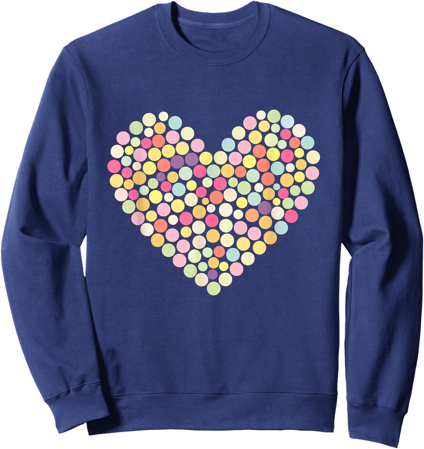 Colorful Heart Pastel Color Polka Dot Tops Sweatshirt - Sweatshirt | Navy