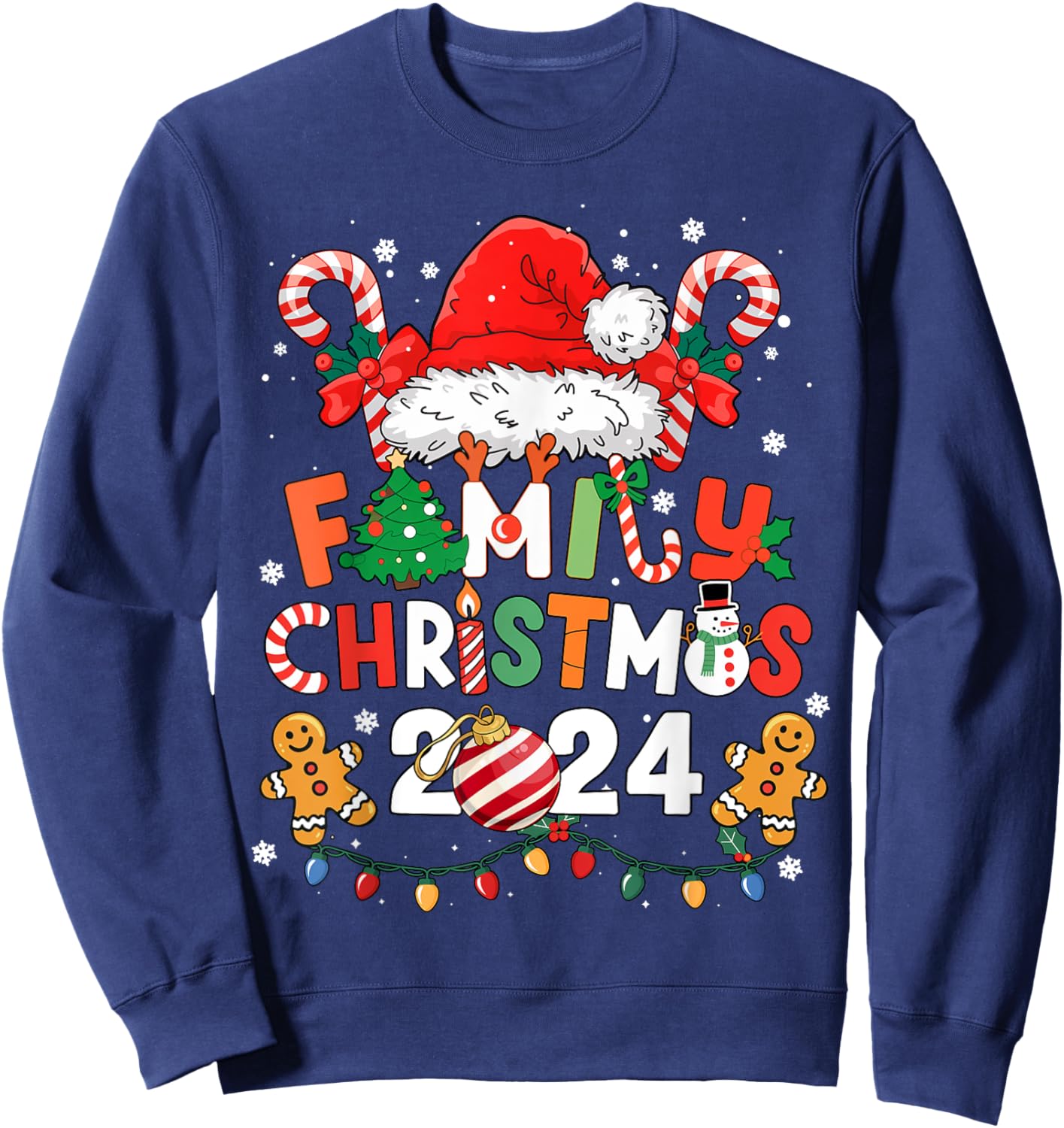 Family Christmas 2024 Kids Mom Dad Family Matching Christmas Sweatshirt - Sweatshirt | Navy