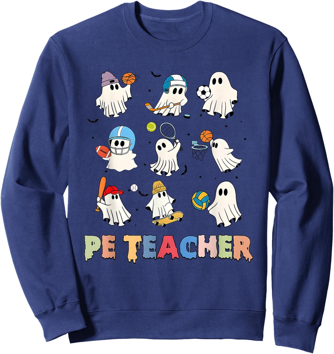 Halloween PE Teacher Spooky Physical Education Teacher Sweatshirt - Sweatshirt | Navy