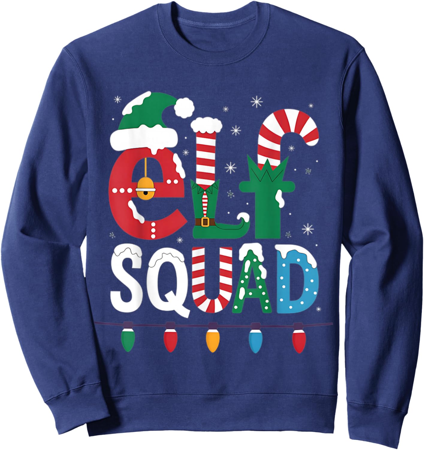 Elf Family Christmas Matching Pajamas Xmas Elf Squad Sweatshirt - Sweatshirt | Navy