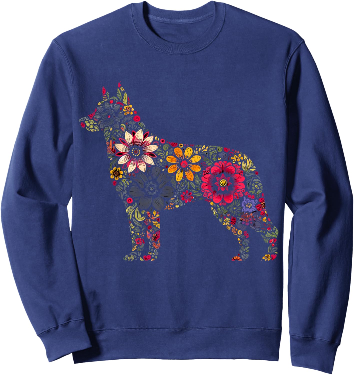 Floral German Shepherd Sweatshirt - Sweatshirt | Navy