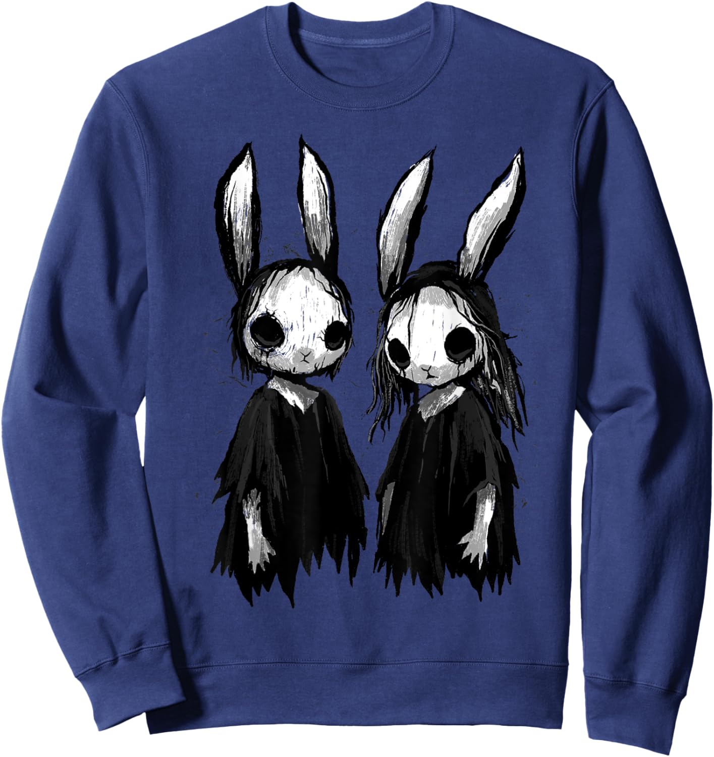 Gothic Shirt Creepy Bunny Goth Rabbit Evil Bunnies Weirdcore Sweatshirt - Sweatshirt | Navy