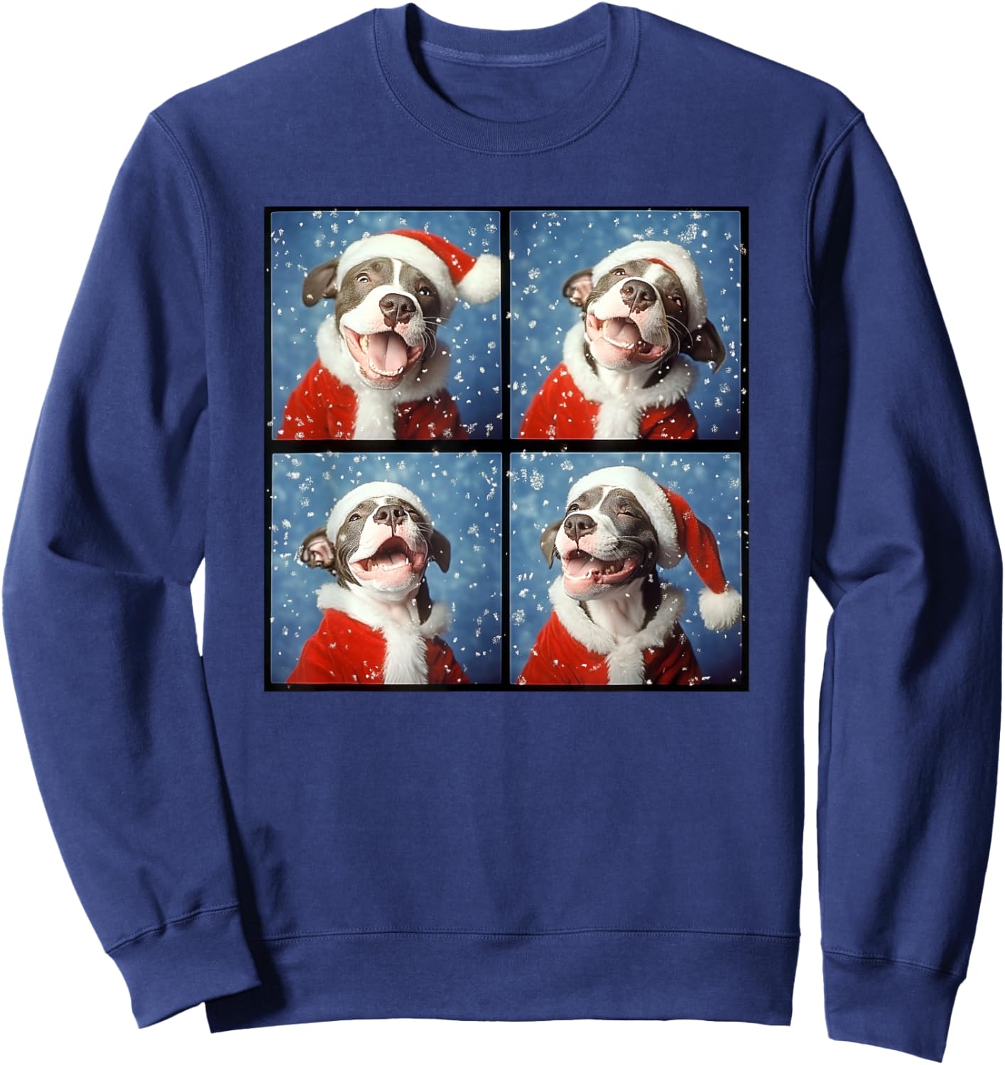 Pitbull Santa Hat Men Kids Women Christmas Pittie Sweatshirt - Sweatshirt | Navy
