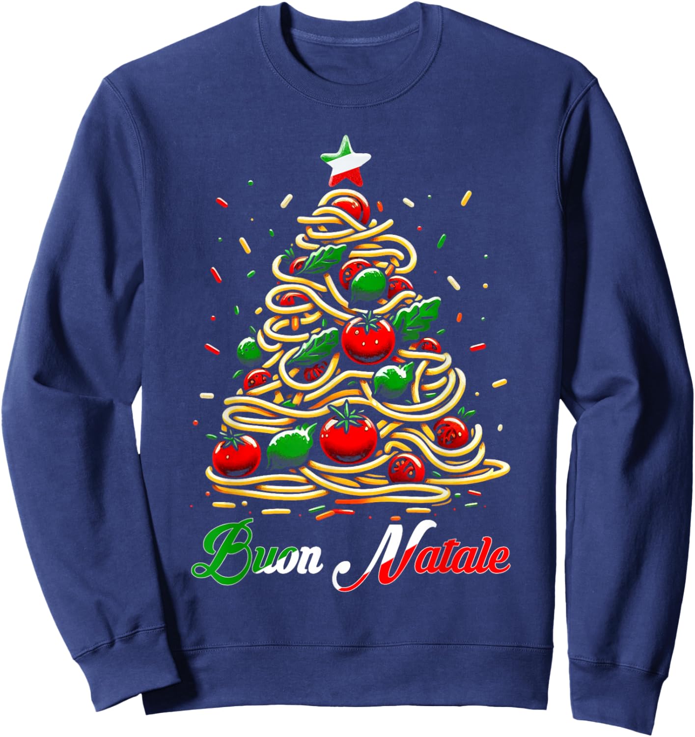 Buon Natale Italian Pasta Christmas Tree Xmas Women Sweatshirt - Sweatshirt | Navy